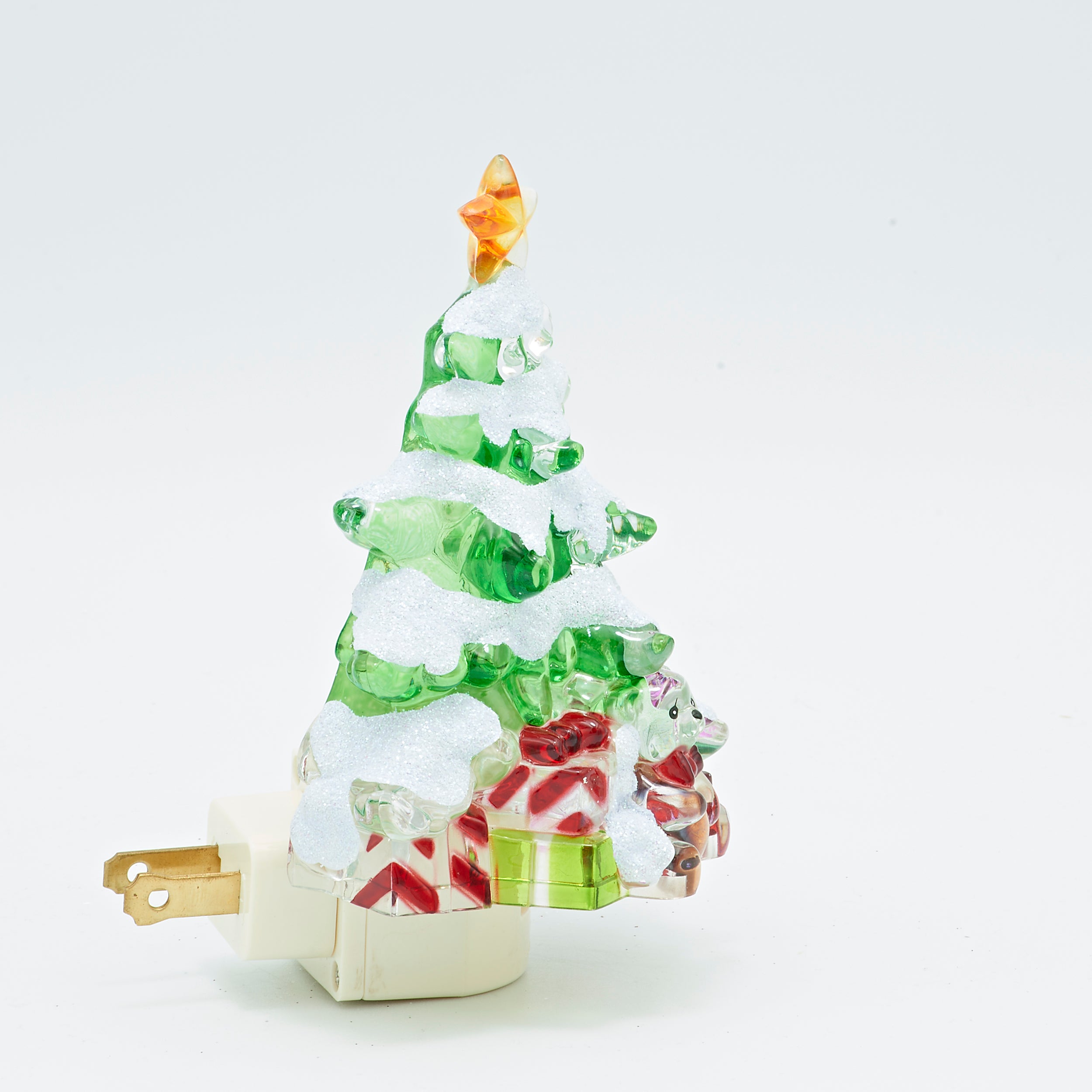 Roman Lights Snow-Covered Christmas Tree Night-Light