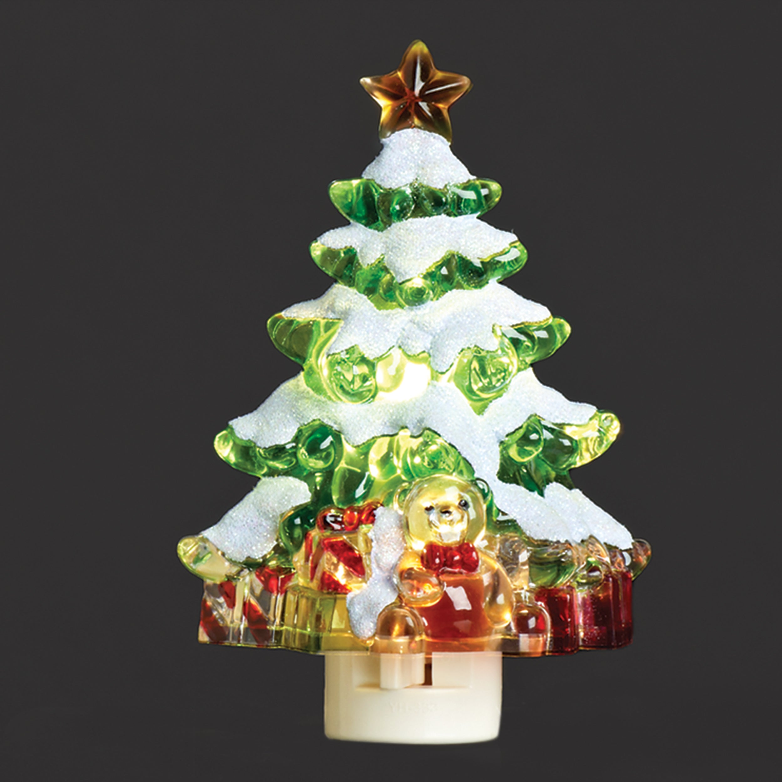 Roman Lights Snow-Covered Christmas Tree Night-Light