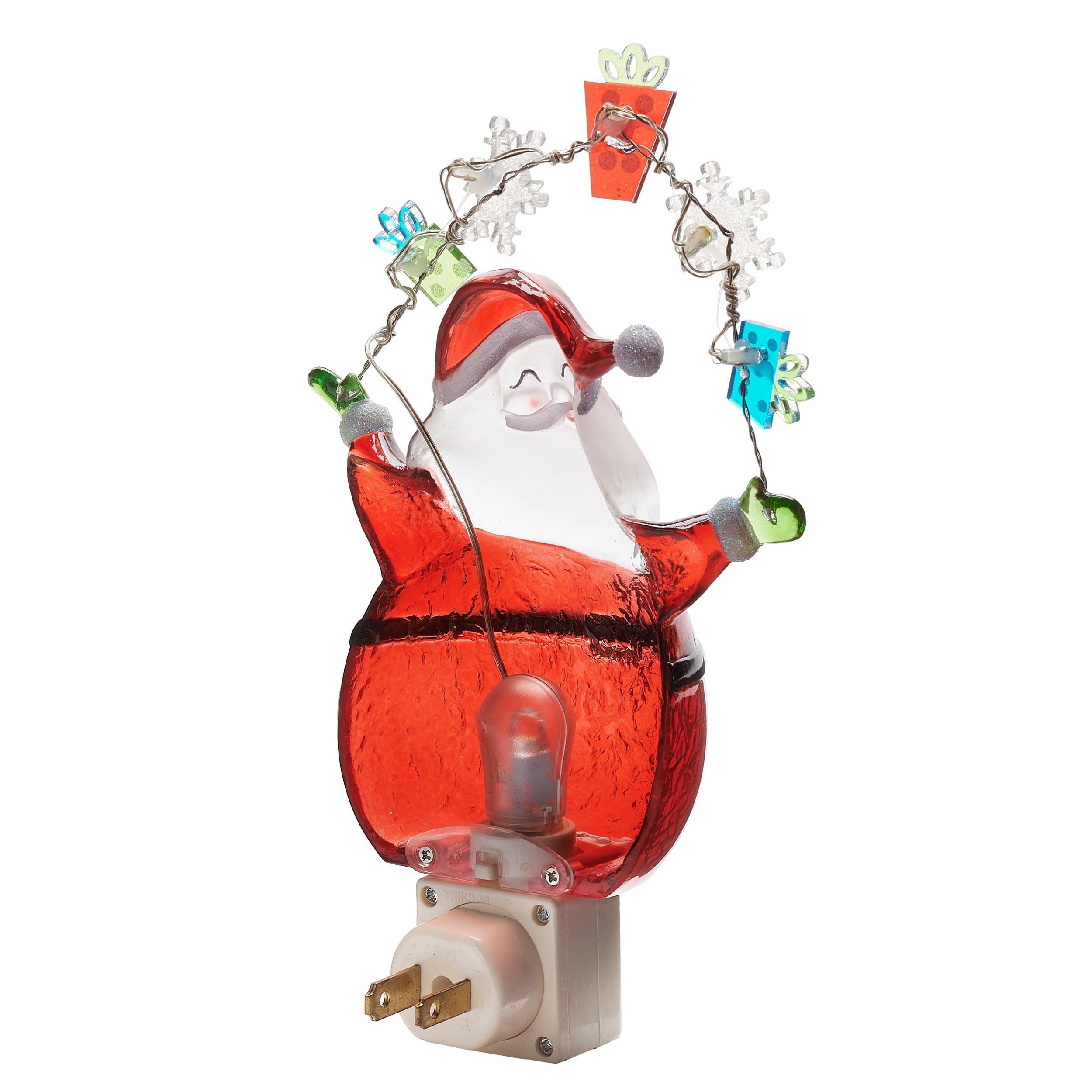 Roman Lights Santa with Snowflake & Present Garland Night-Light