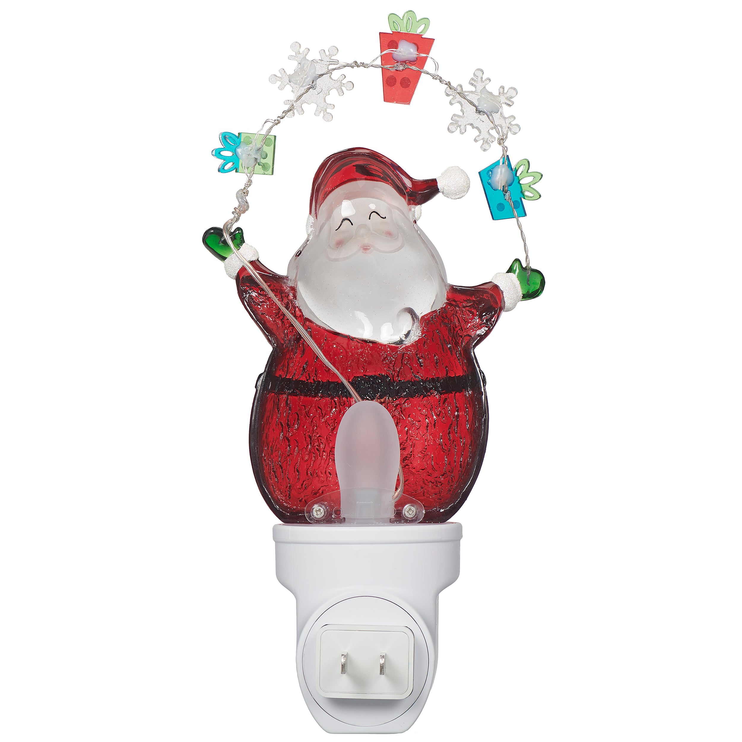 Decorative night light featuring a Santa Claus design on a white background