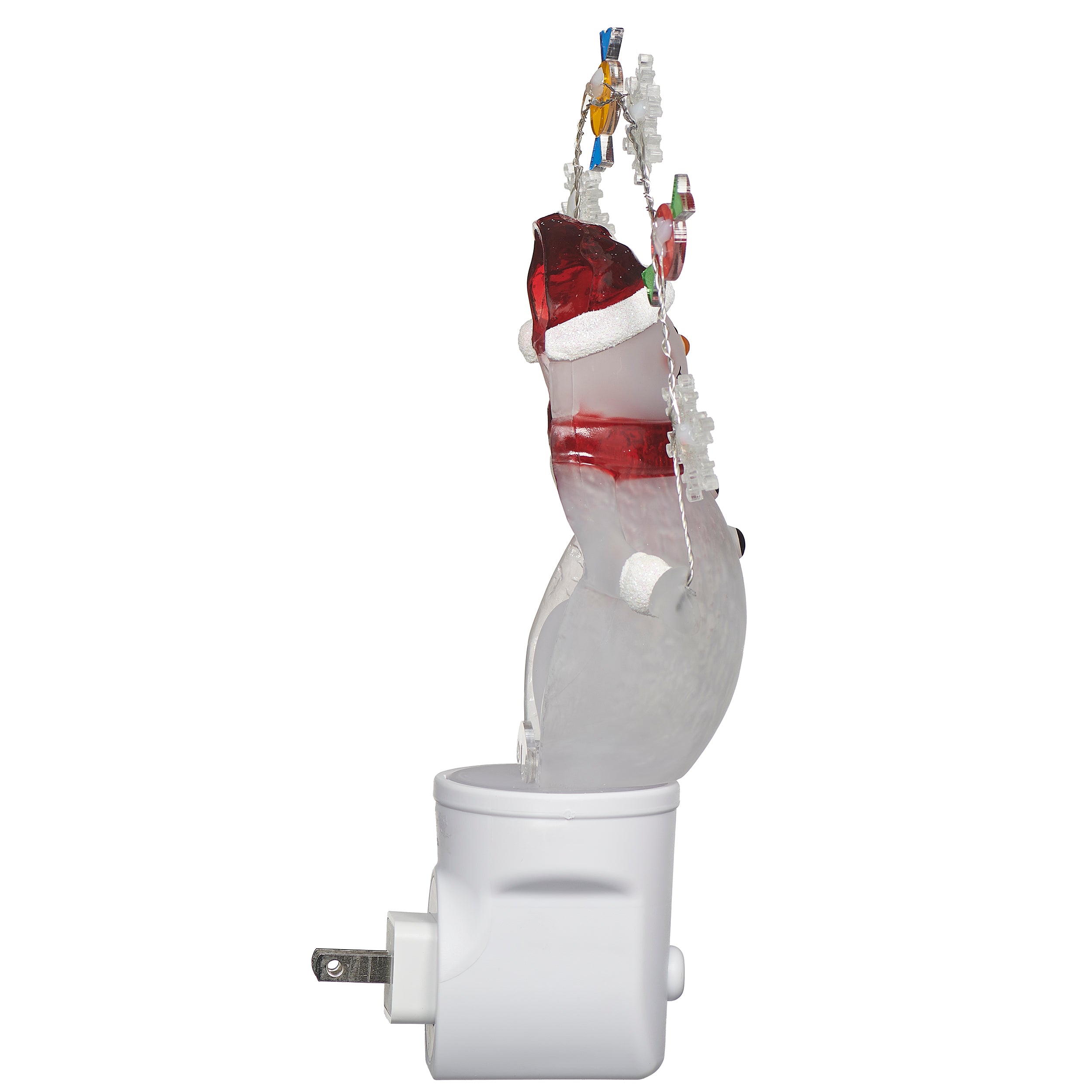 Decorative light with a Santa hat on a white background