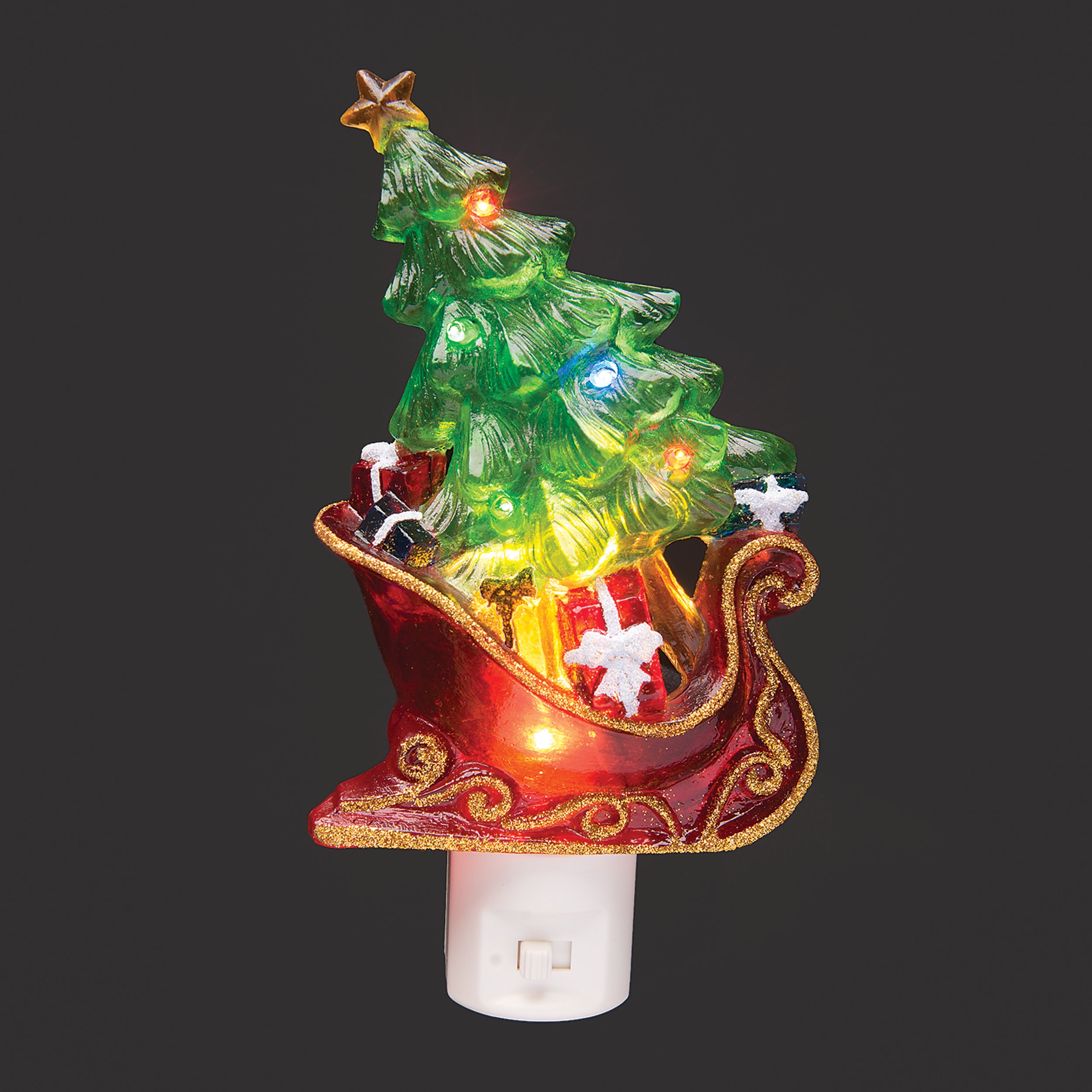 Roman Lights Christmas Tree in a Sleigh Night-Light
