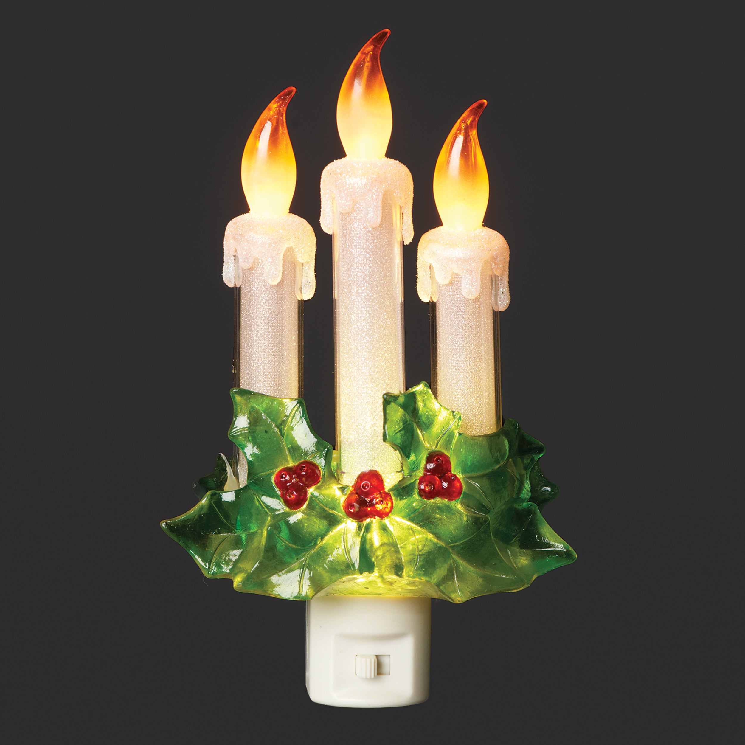 Roman Lights Triple Candle with Holly Night-Light