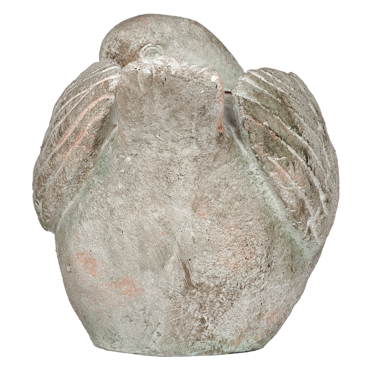 Back view of Bird Planter showing the rounded shape, sculpted wings, and open planter cavity