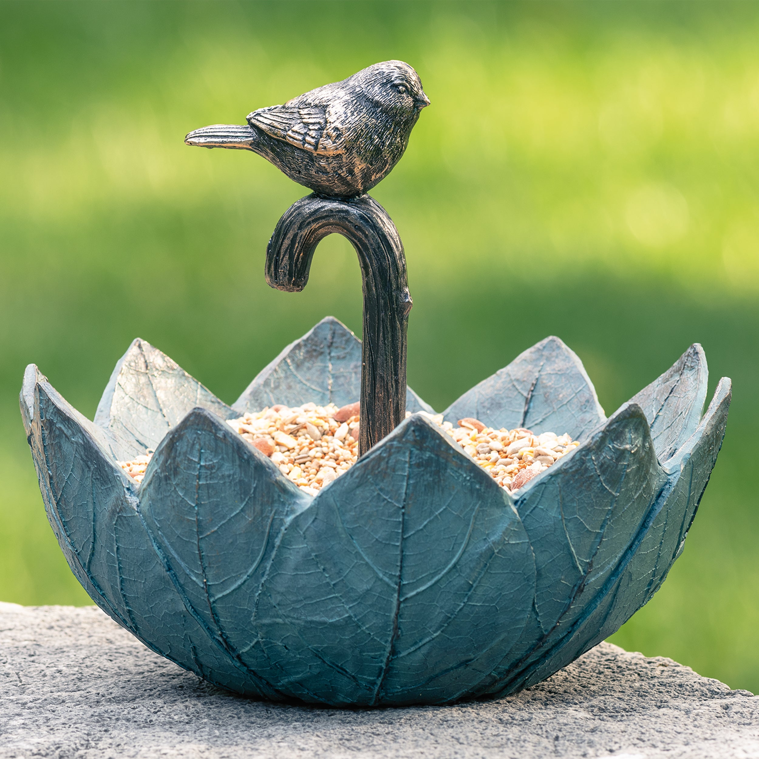 Umbrella Bird Feeder with Perched Bird: