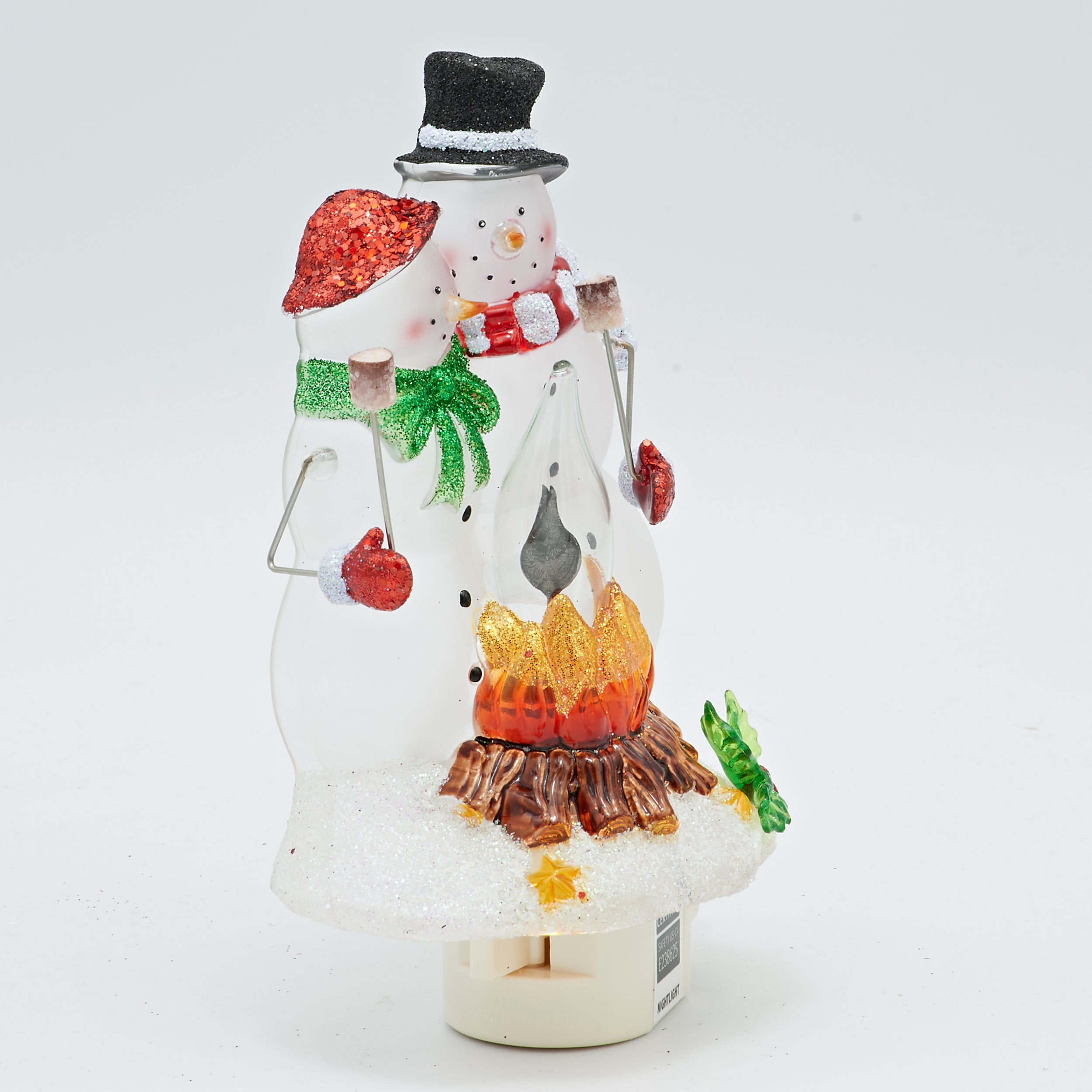 Roman Lights Snowman Couple with Flickering Flame Campfire Night-Light