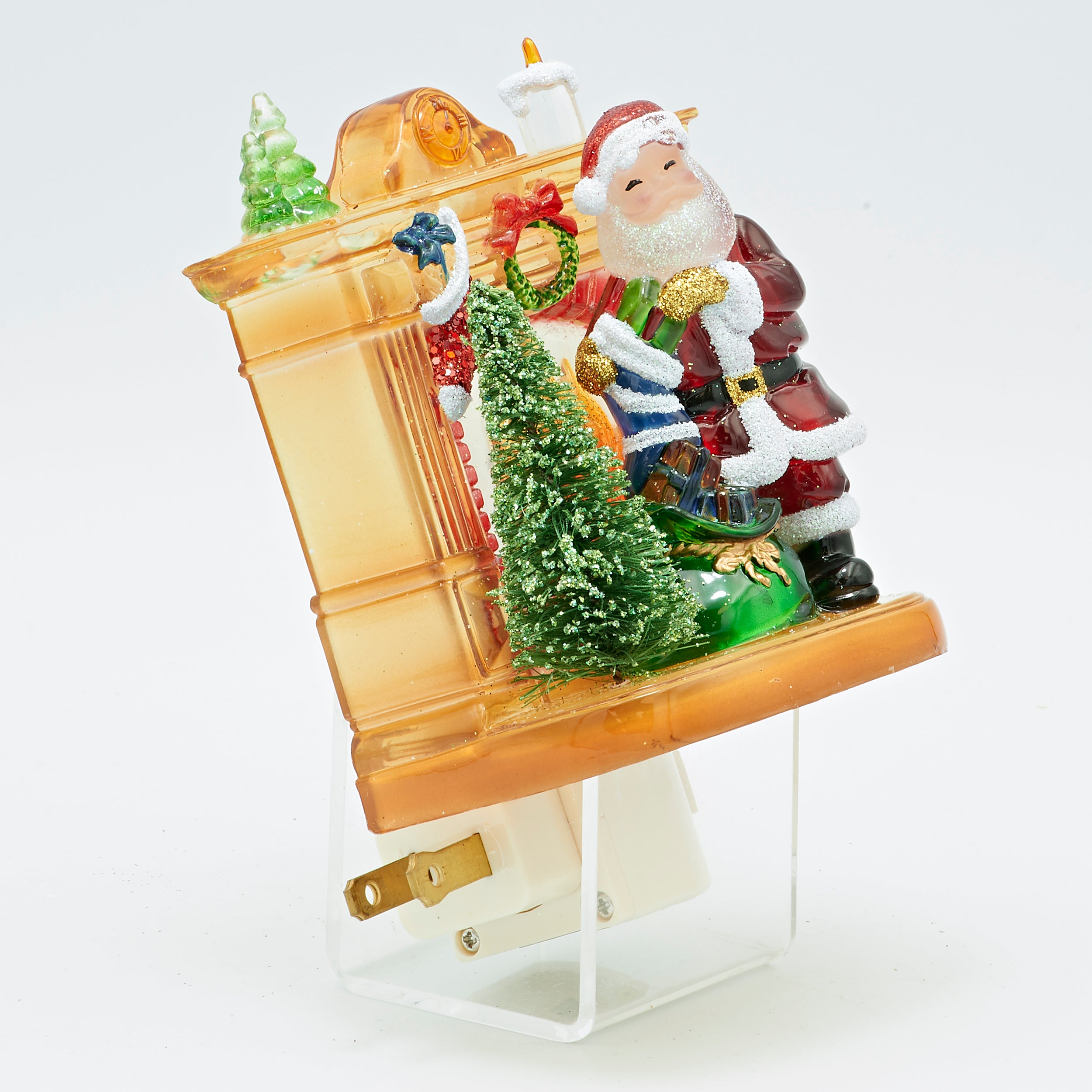 Roman Lights Santa by a Flickering Flame Fireplace Night-Light