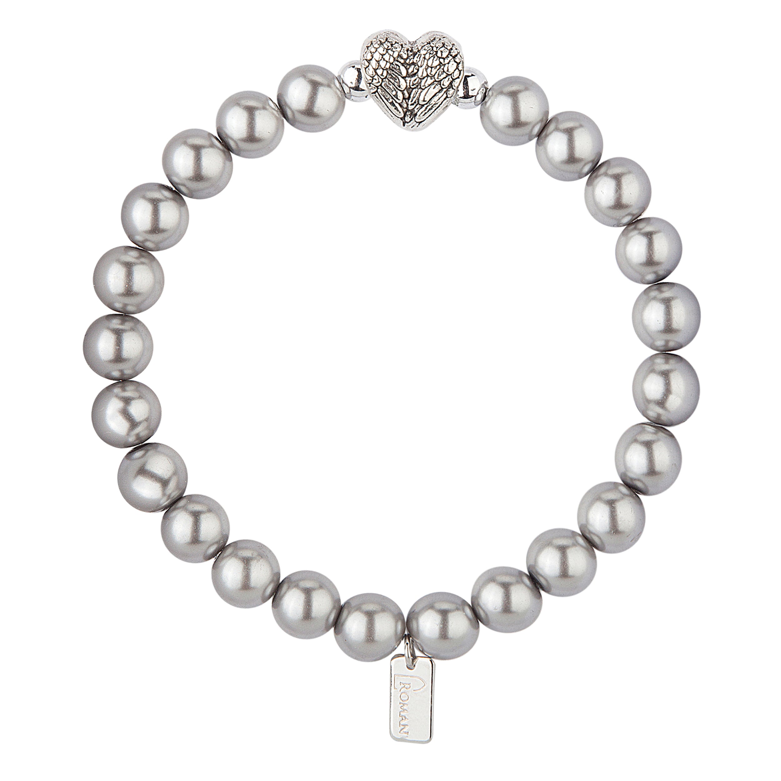 Mother's Faux Pearl & Heart Charm Stretch Bracelet by Number of Children