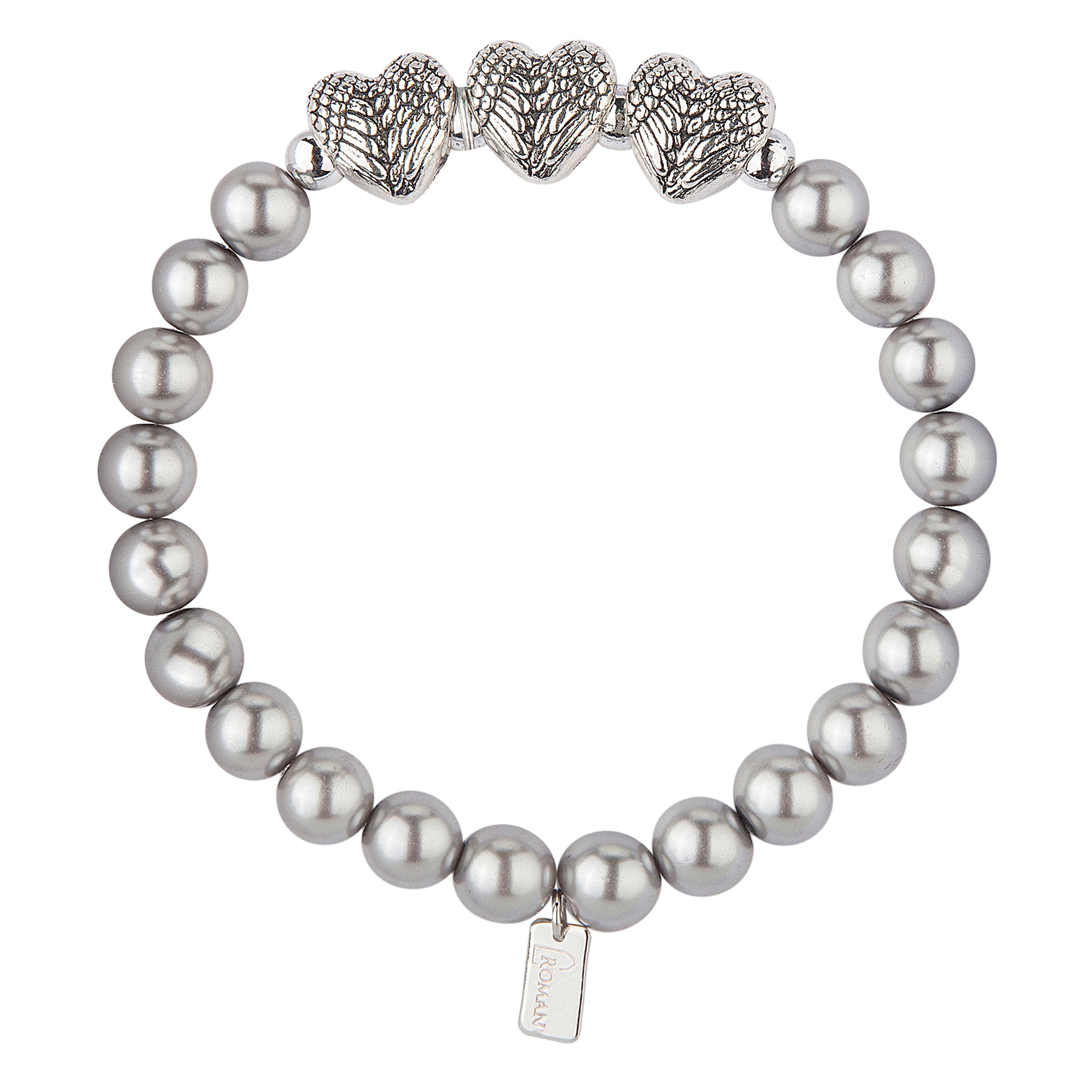 Mother's Faux Pearl & Heart Charm Stretch Bracelet by Number of Children