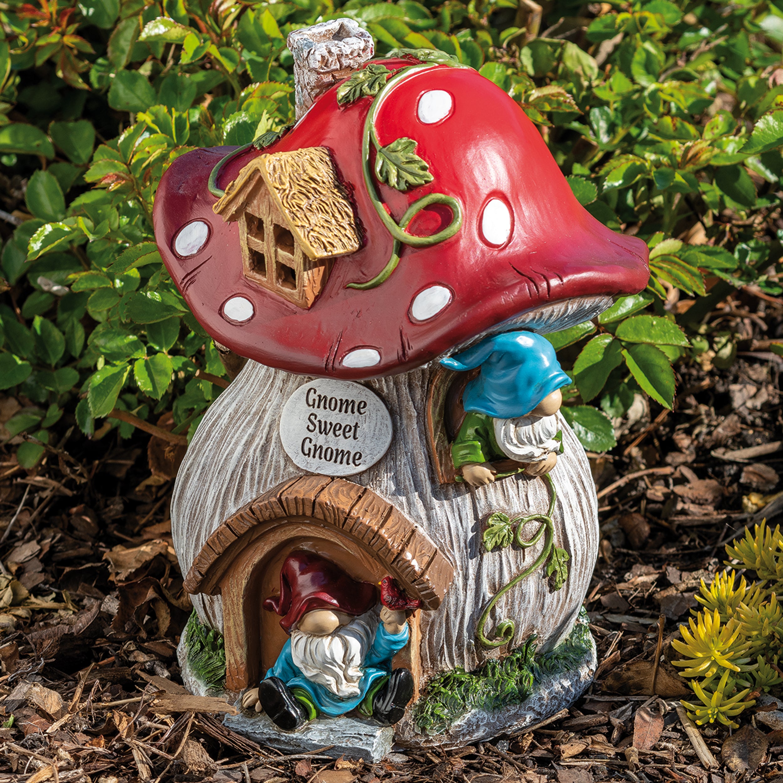 Gnome Sweet Gnome Mushroom House Garden Statue