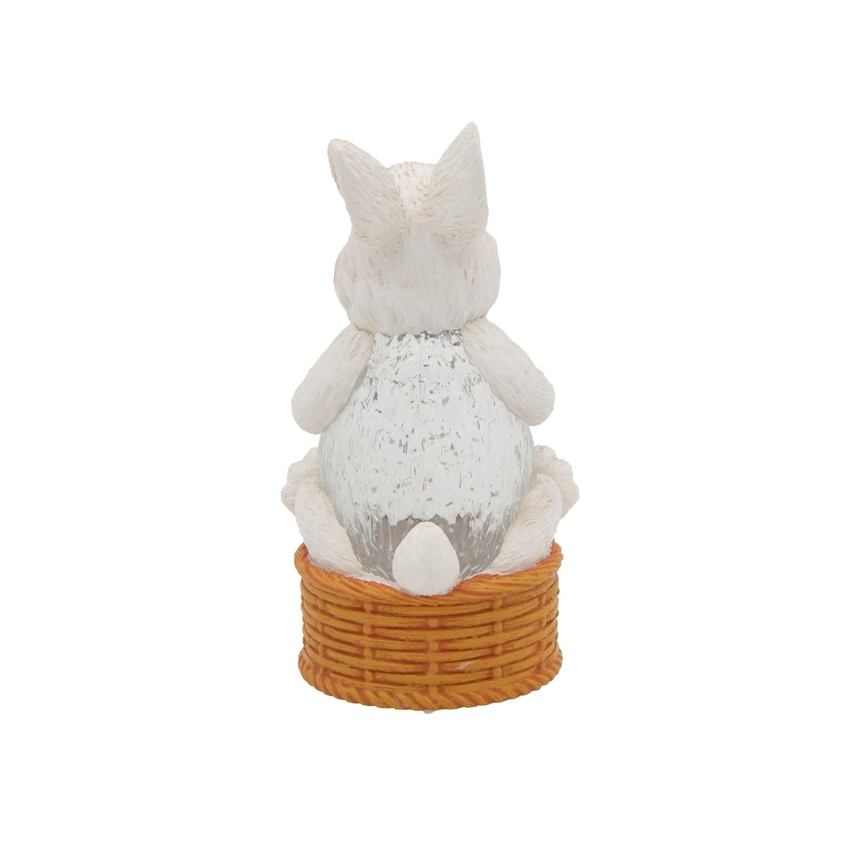 Back view of Easter bunny shimmer lantern with textured fur and basket base