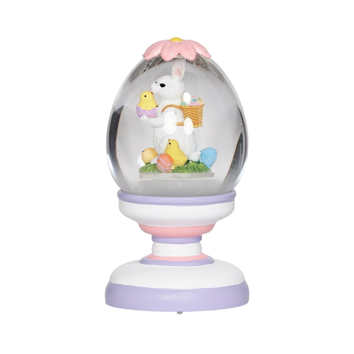 Lighted swirl Easter egg decoration with bunny, chick and colorful Easter eggs