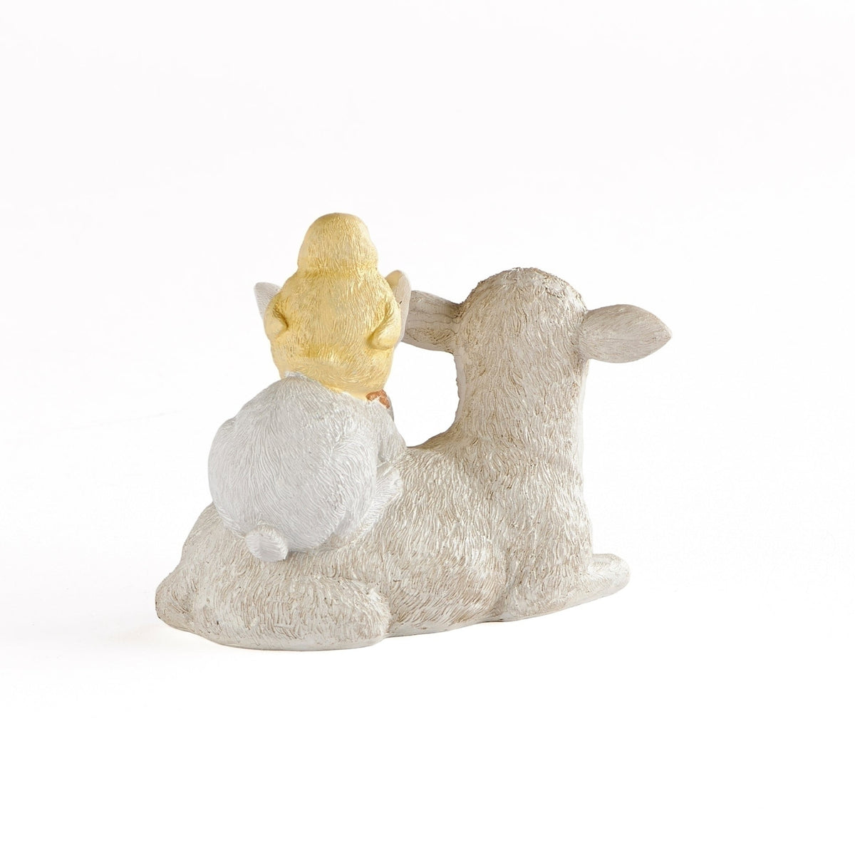 Back view of bunny chick and lamb Easter decoration