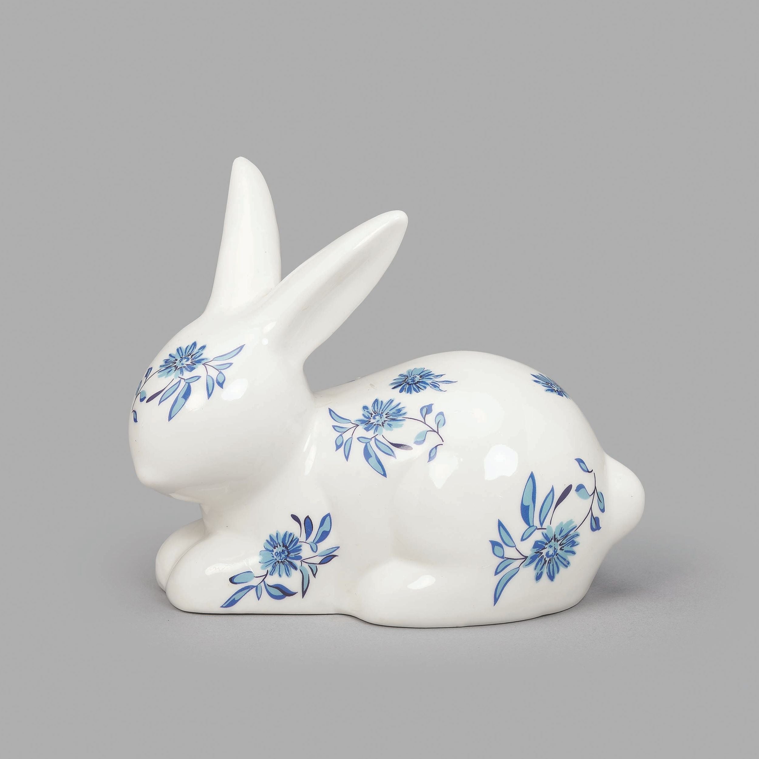 Roman Laying Blue Willow Bunny Figure