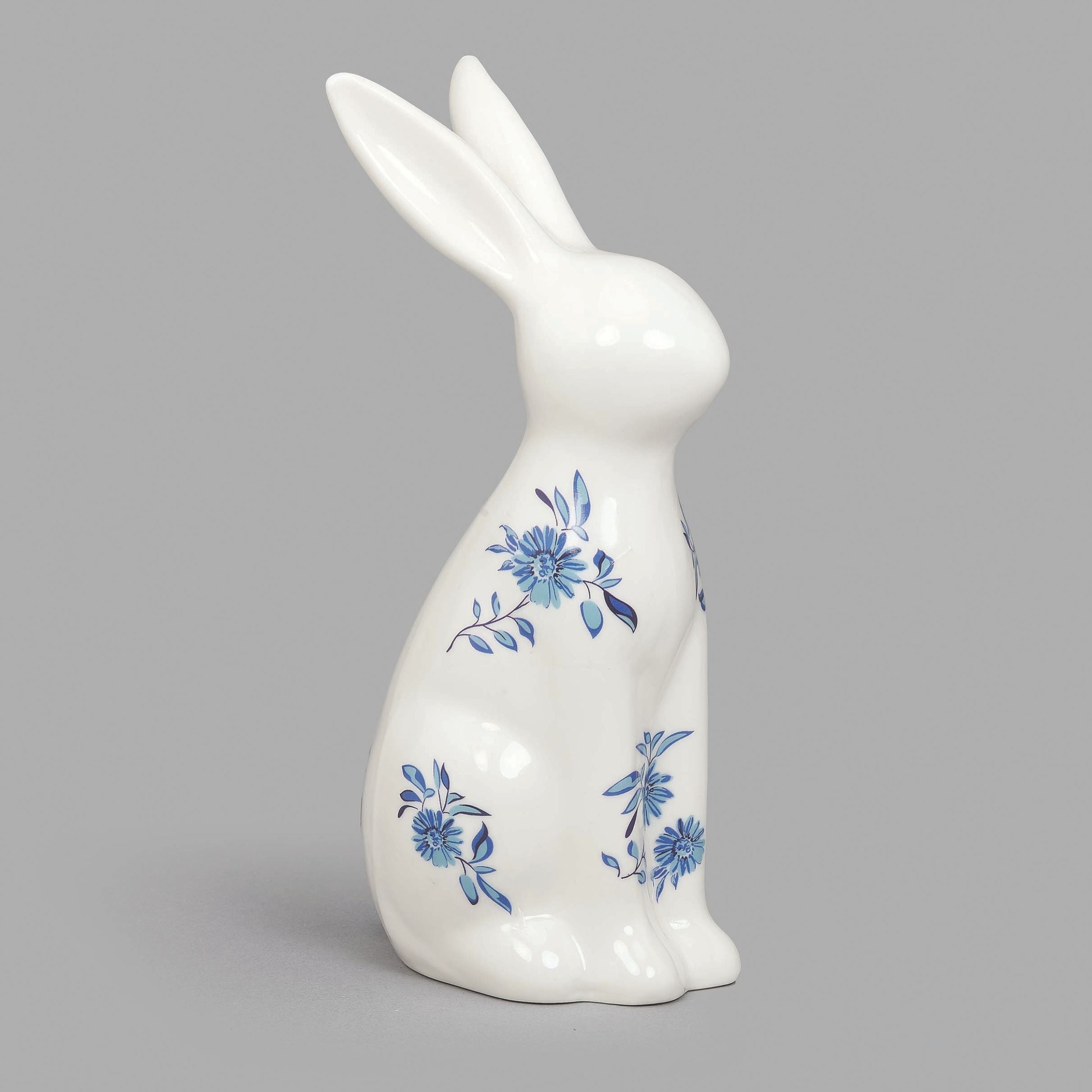 Roman Standing Blue Willow Bunny Figure