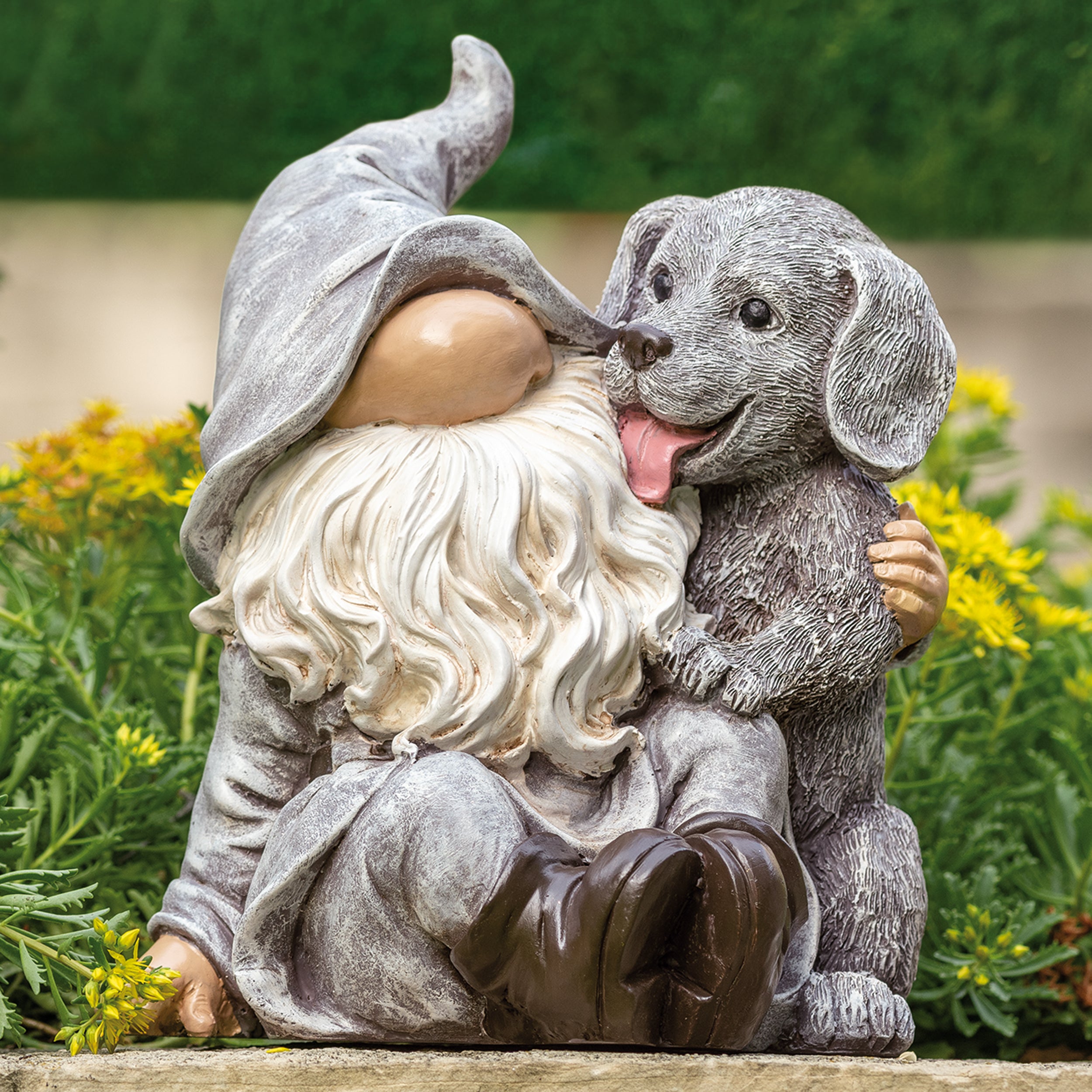 Gnome with Puppy Garden Statue