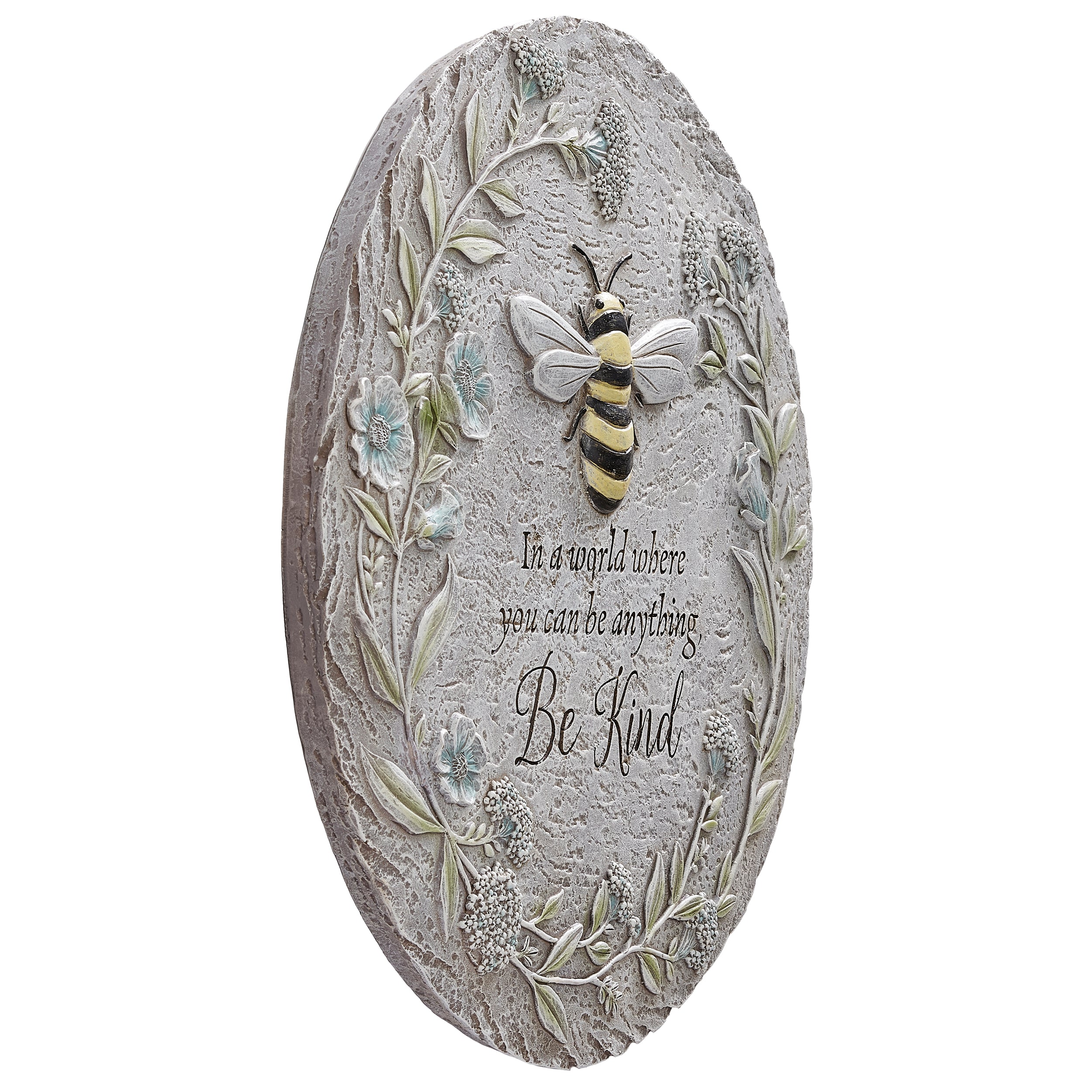 Garden Stepping Stone with Inspirational Verse & Floral Nature Details