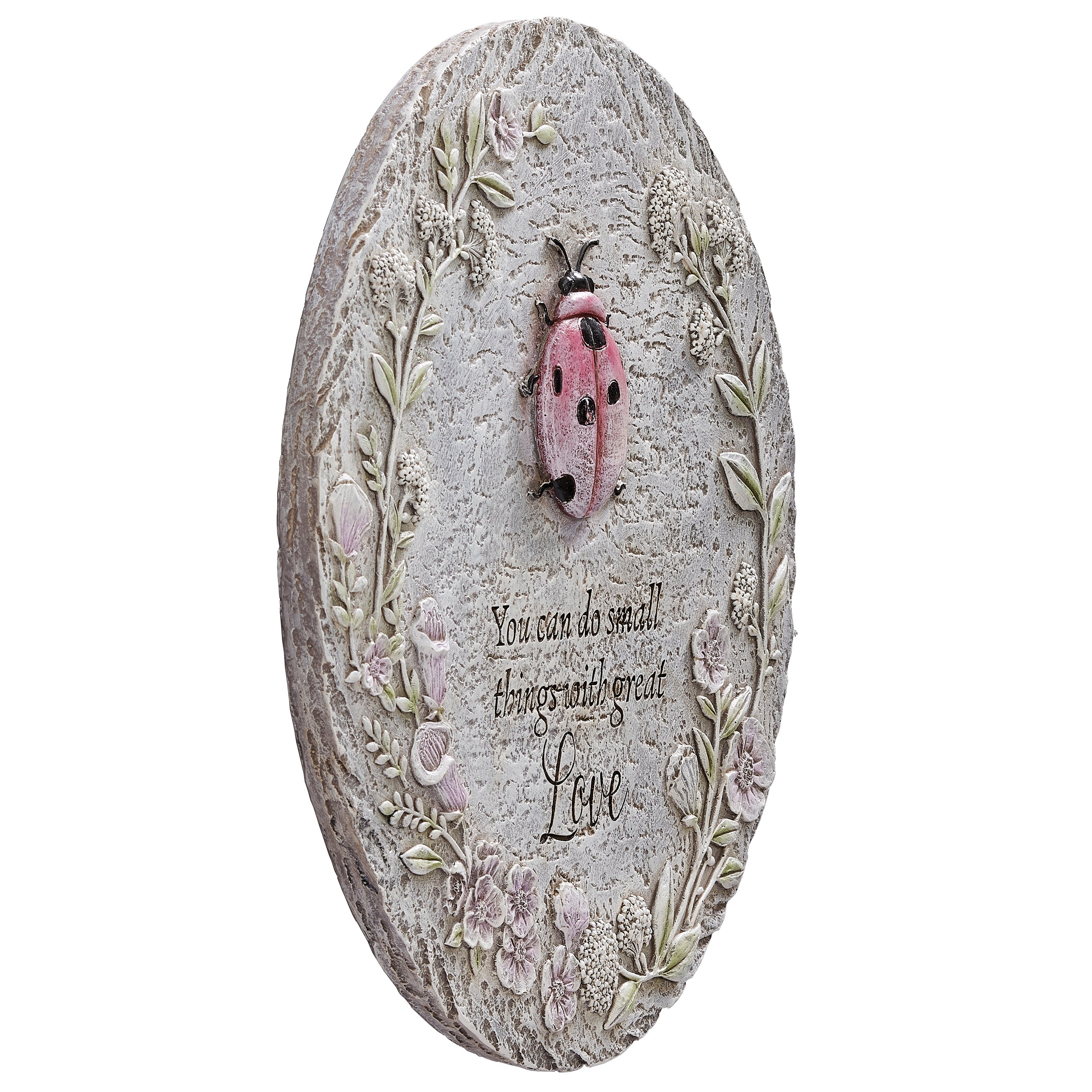 Garden Stepping Stone with Inspirational Verse & Floral Nature Details