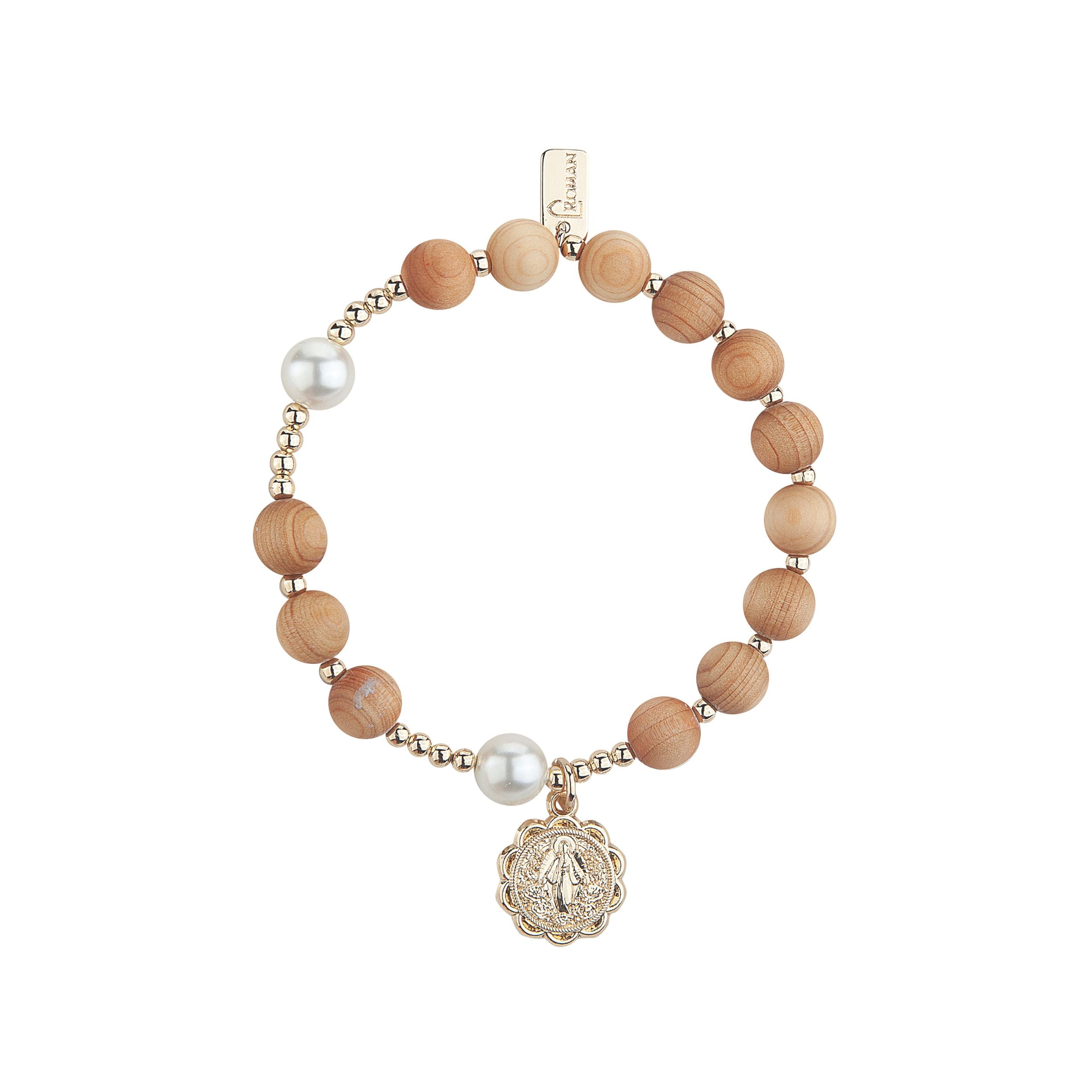 Children's Wood Rosary Stretch Bracelet