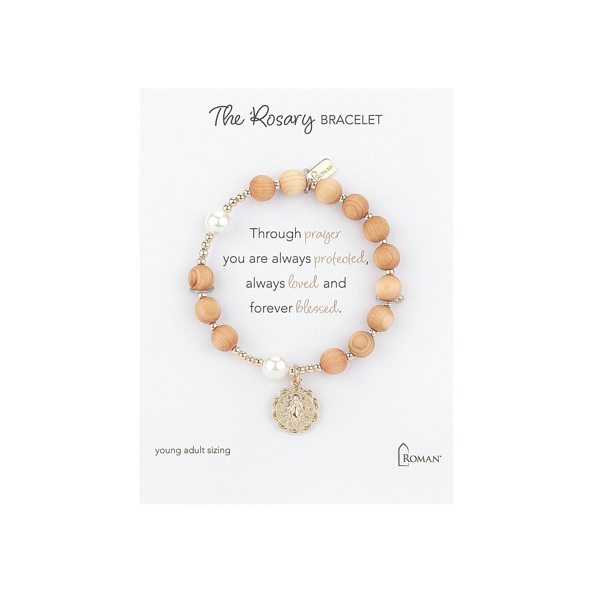 Children's Wood Rosary Stretch Bracelet