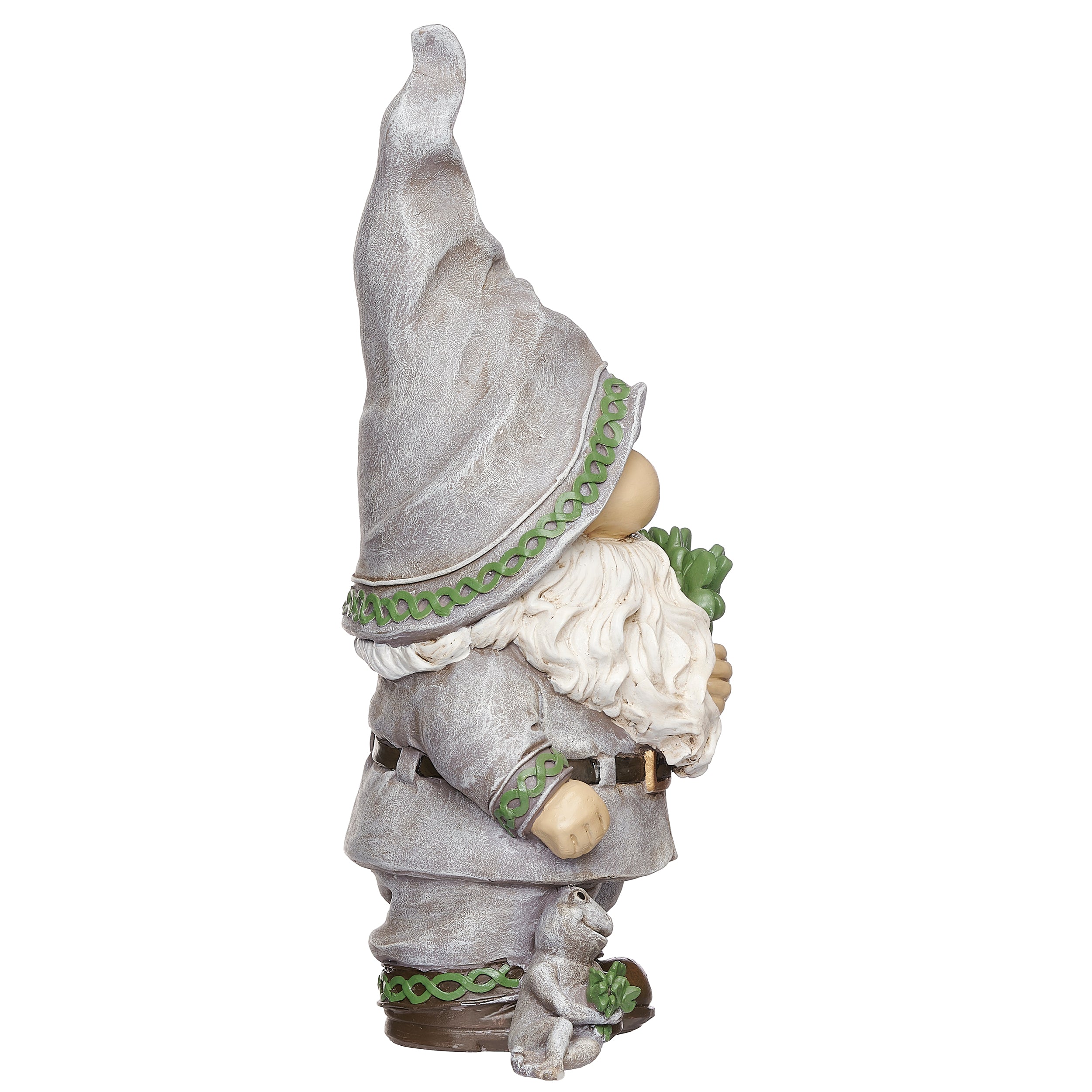 Irish Gnome with Shamrock Garden Statue