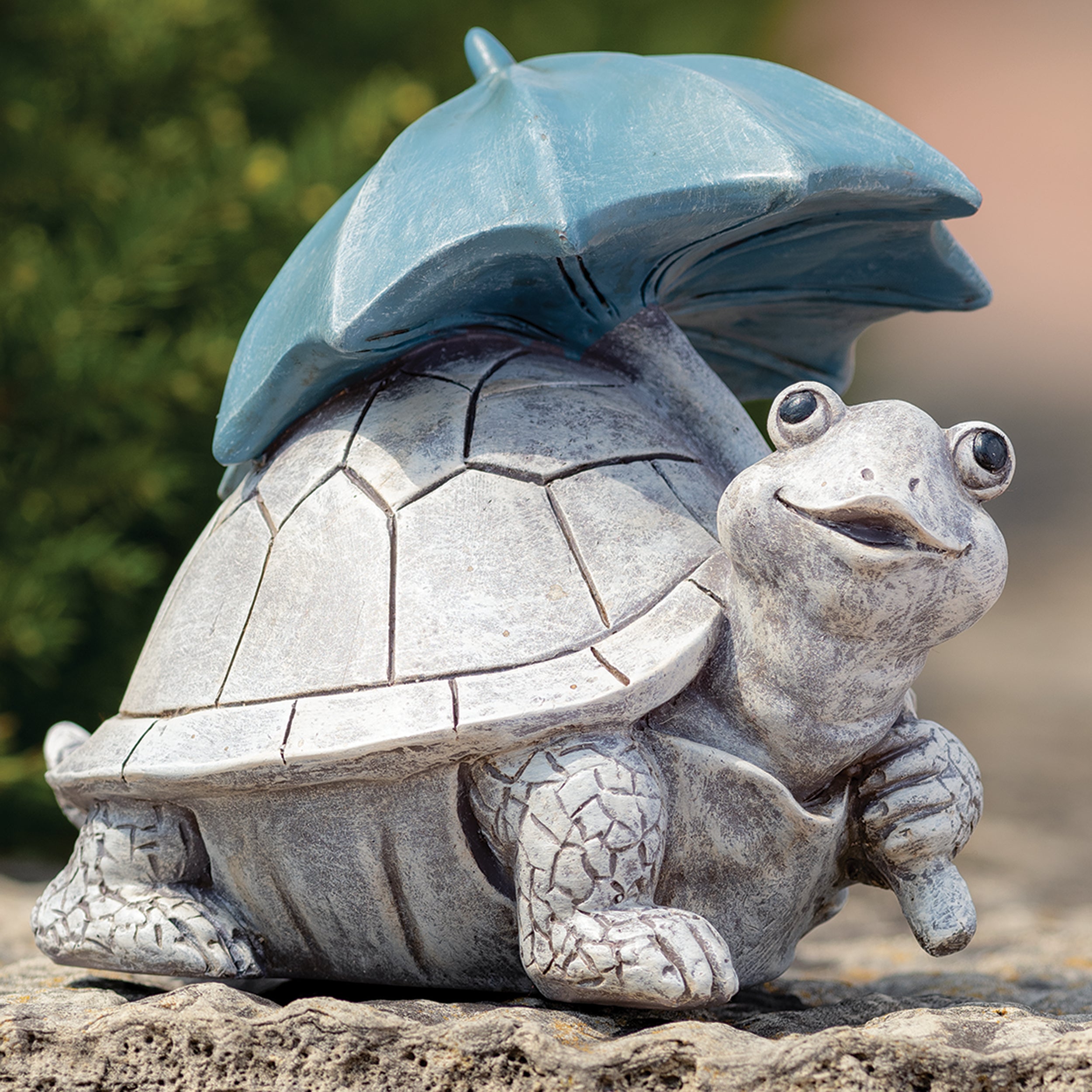 Turtle with Umbrella Garden Statue – Pudgy Pals