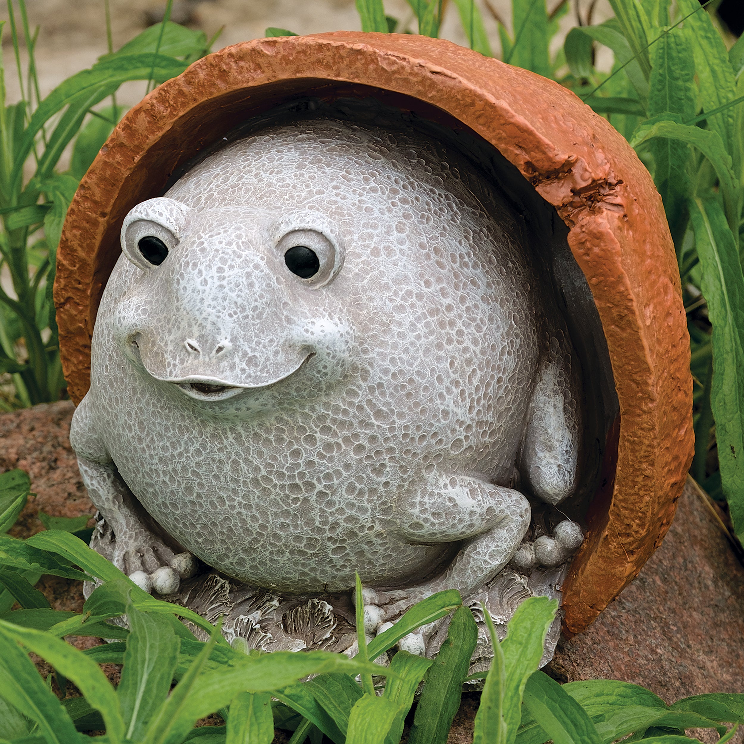 Pudgy Pals Frog in Pot Garden Statue