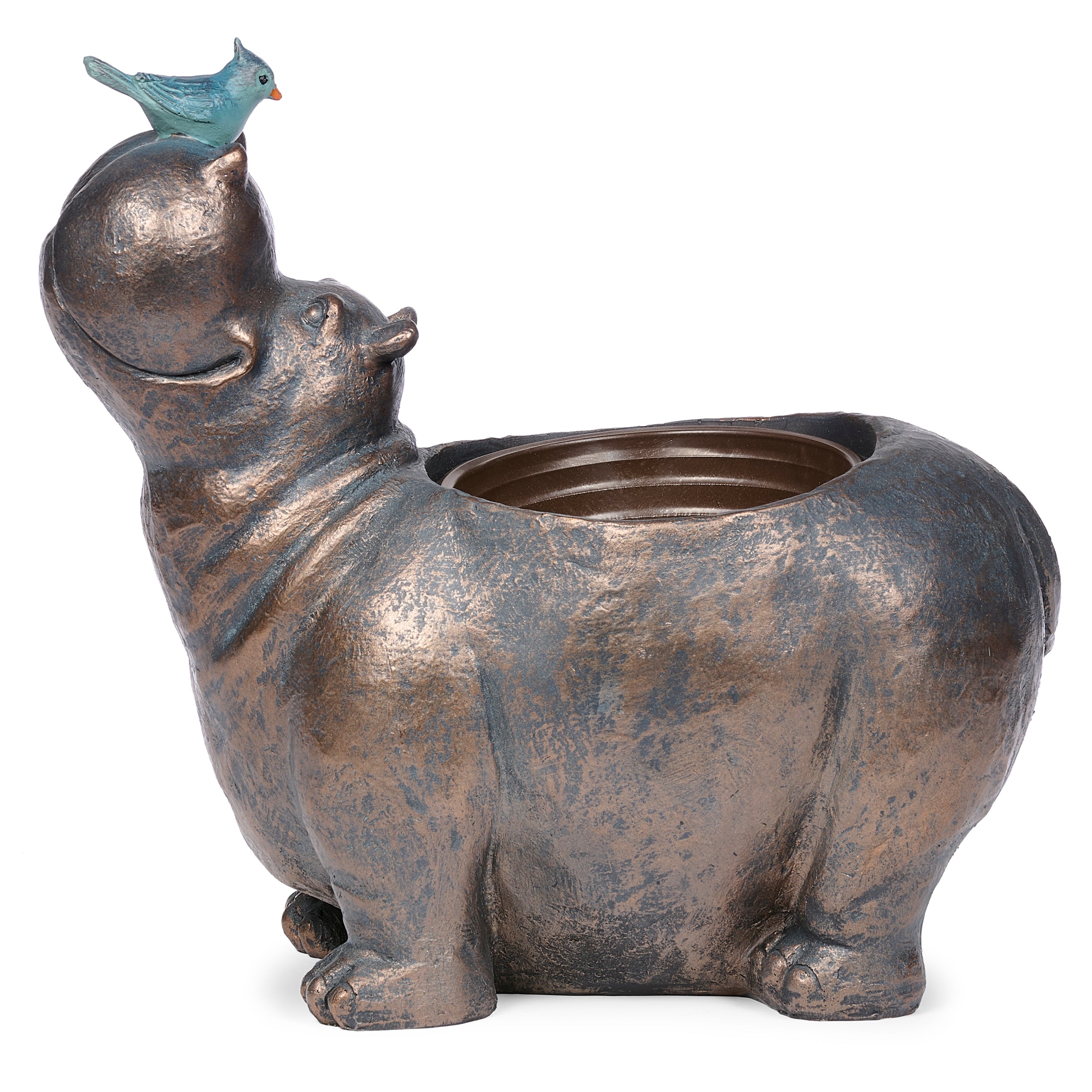 Hippo with Bird Planter
