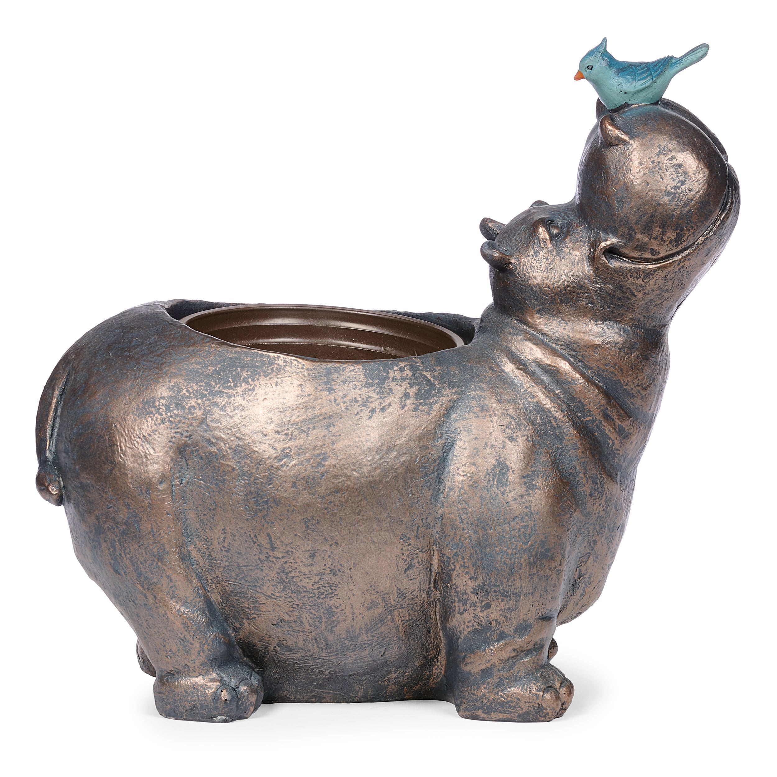 Hippo with Bird Planter