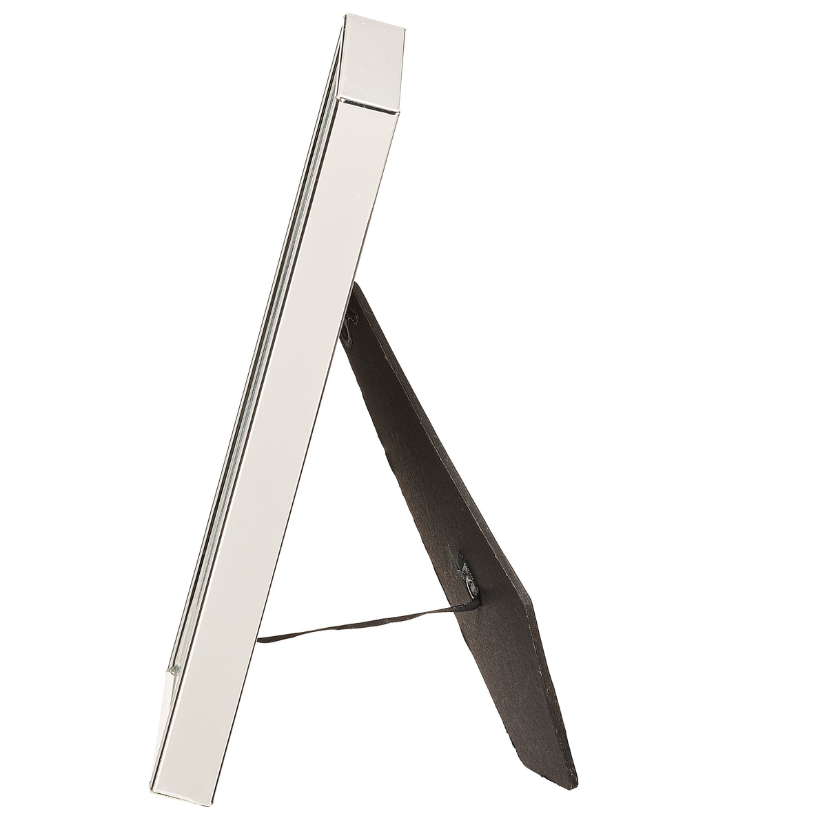 Side view of Caroline Collection Memorial Heart Urn Picture Frame showing the slim frame profile and black easel stand