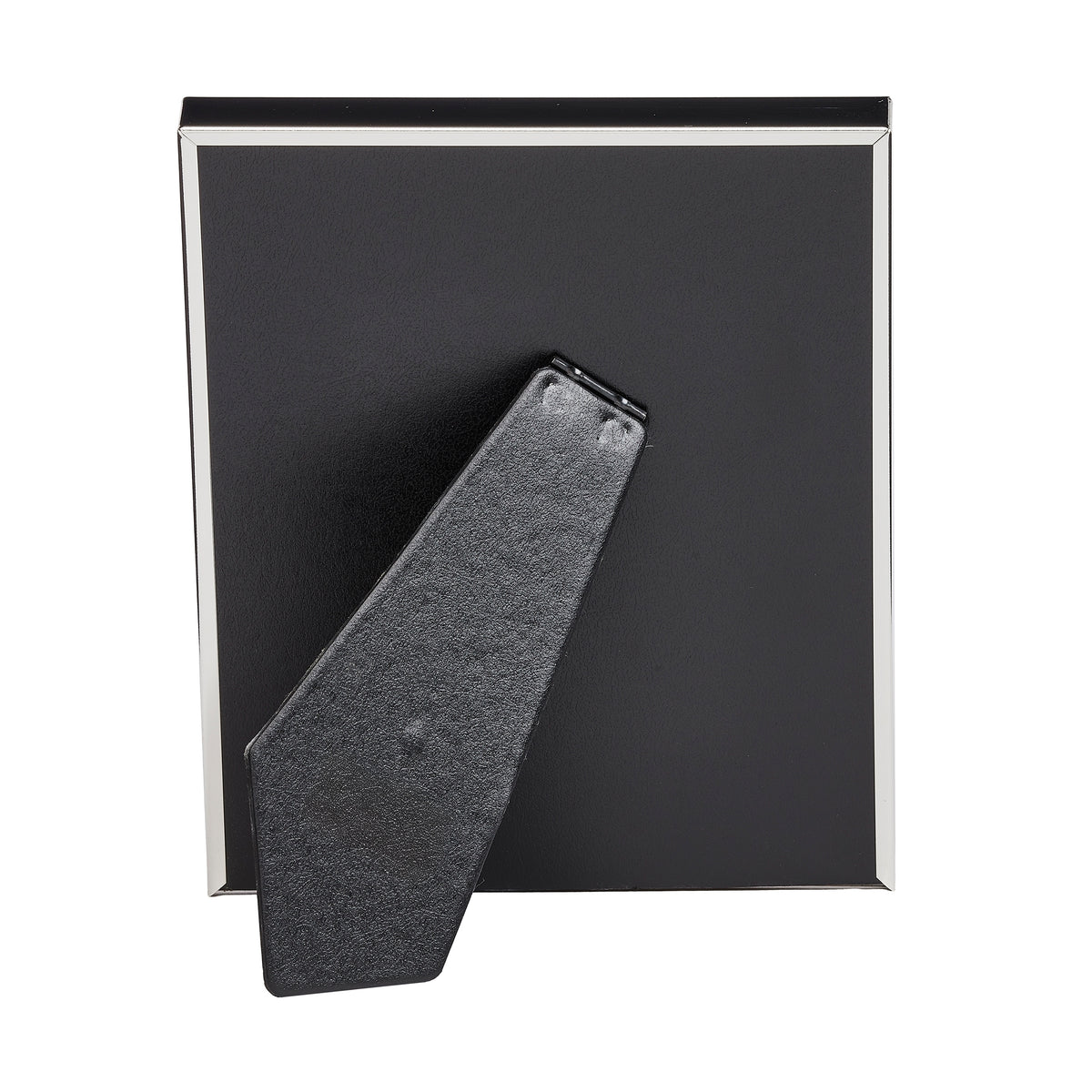 Rear view of wedding picture frame showing the black backing and fold-out easel stand.