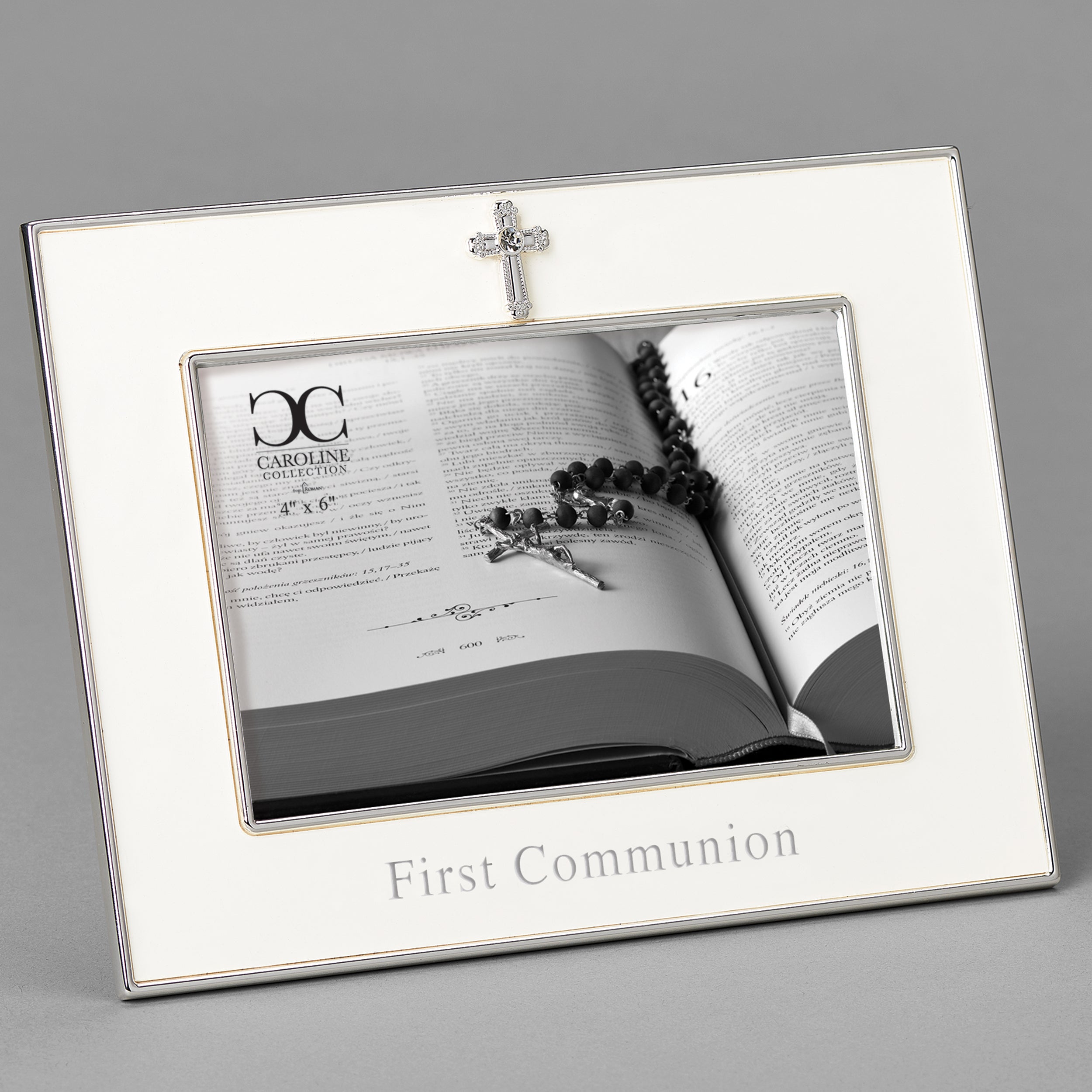 Caroline Collection First Communion Frame with Crystal Cross Accent