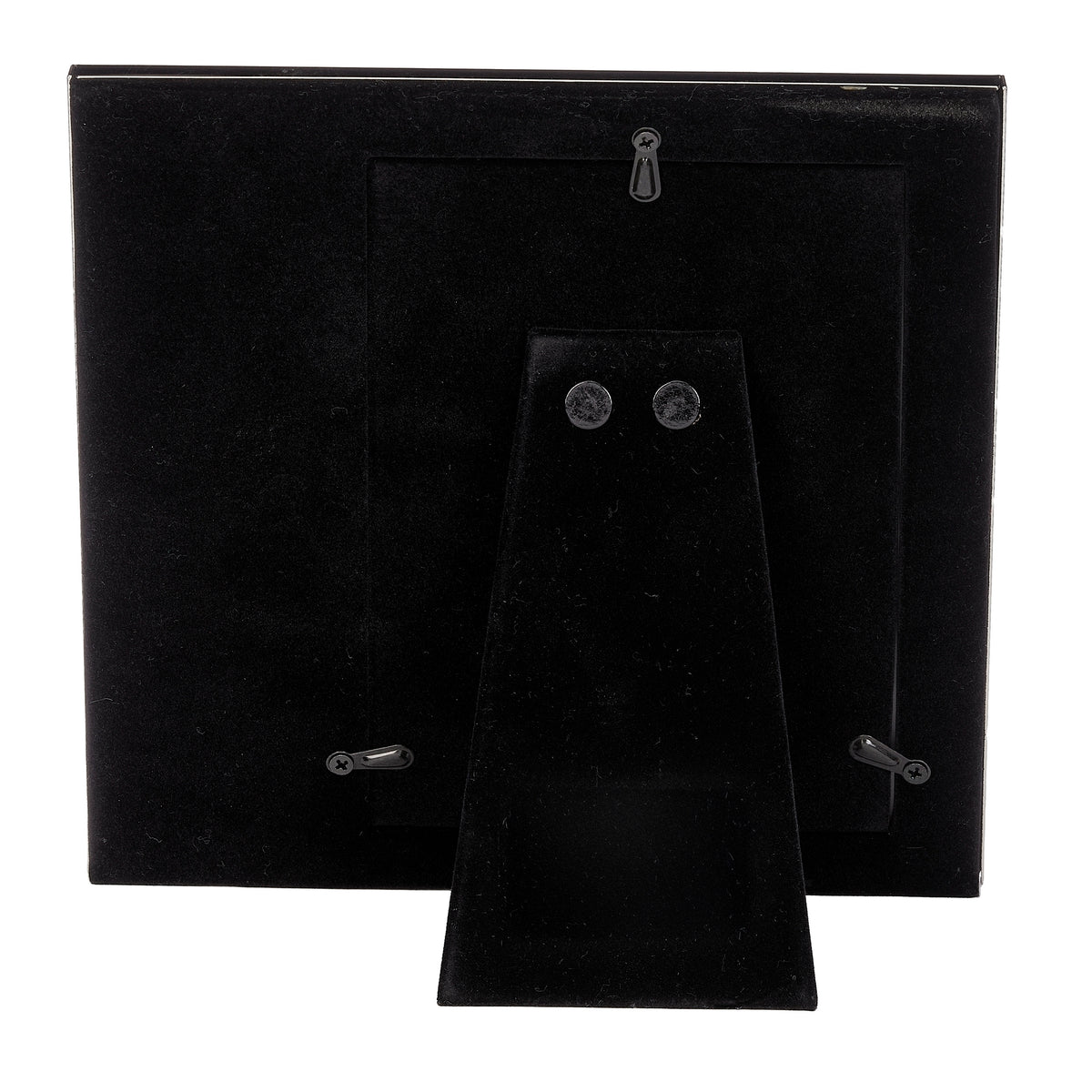 Back view of Caroline Collection Confirmation Red Cross Picture Frame showing the black backing and fold-out easel stand