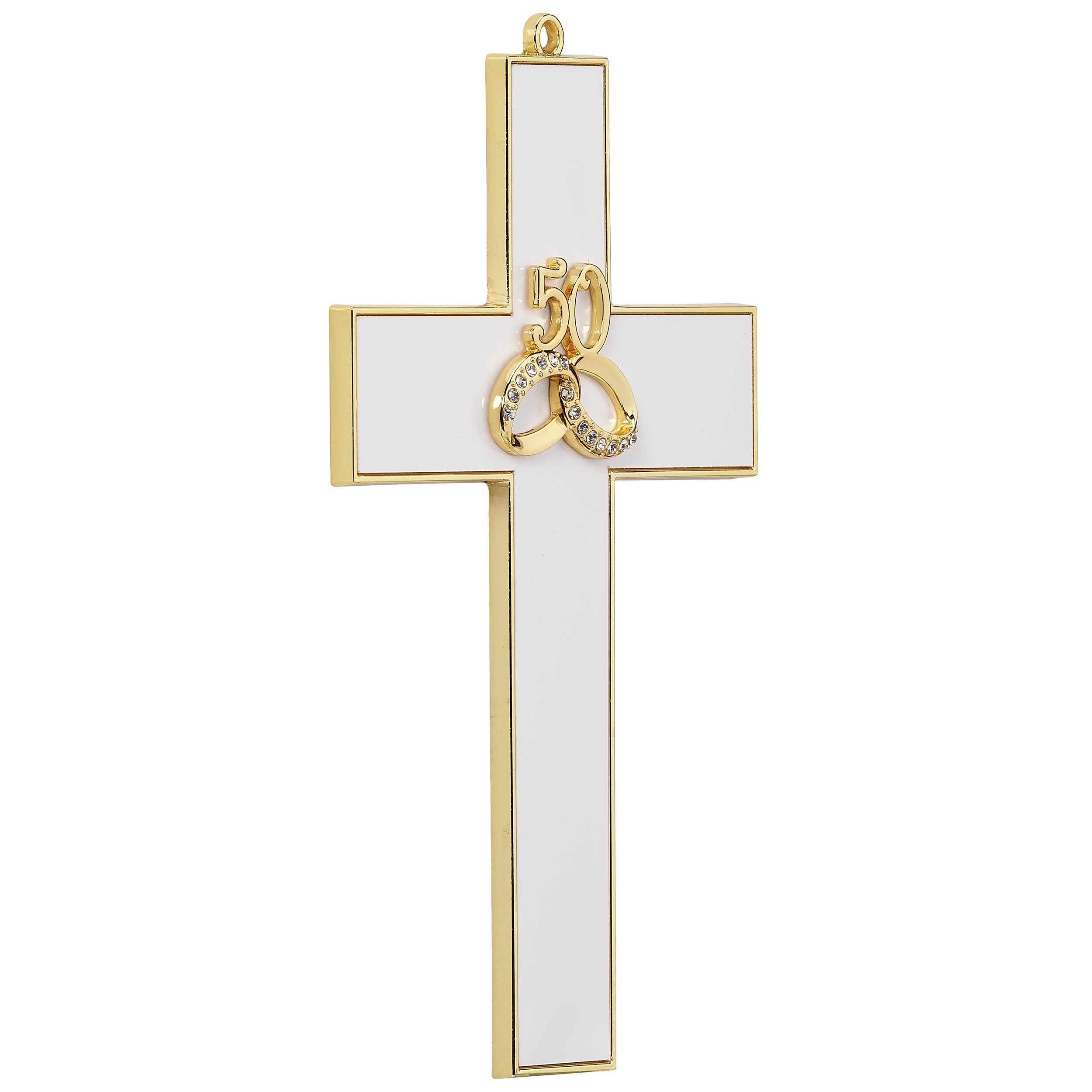 50th Anniversary Wall Cross with Gold Rings