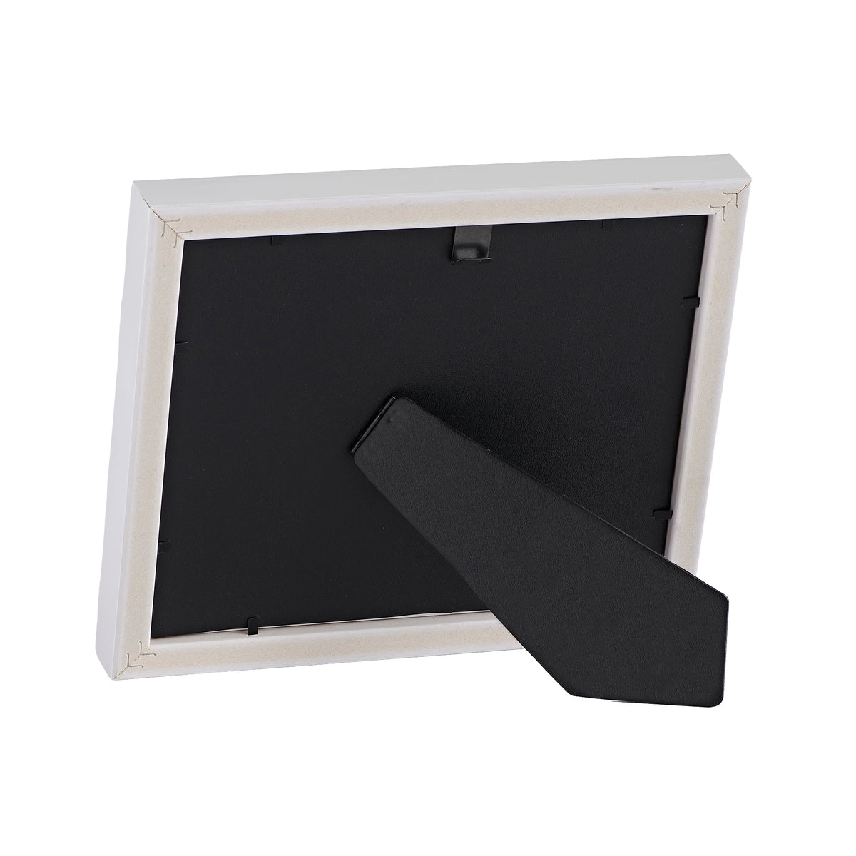 Back view of Caroline Collection My First Communion picture frame showing the black backing and wide tabletop easel stand