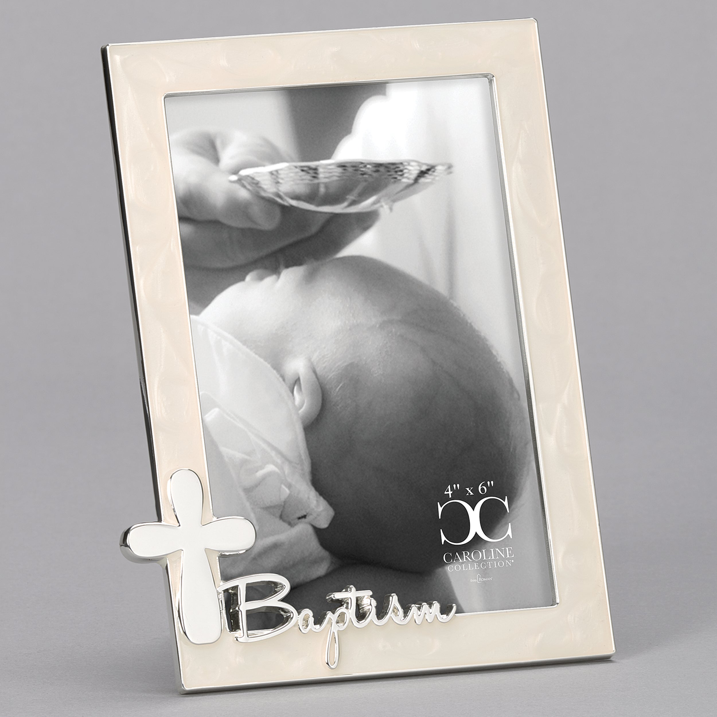 Caroline Collection Vertical Ivory Baptism Frame with Cross
