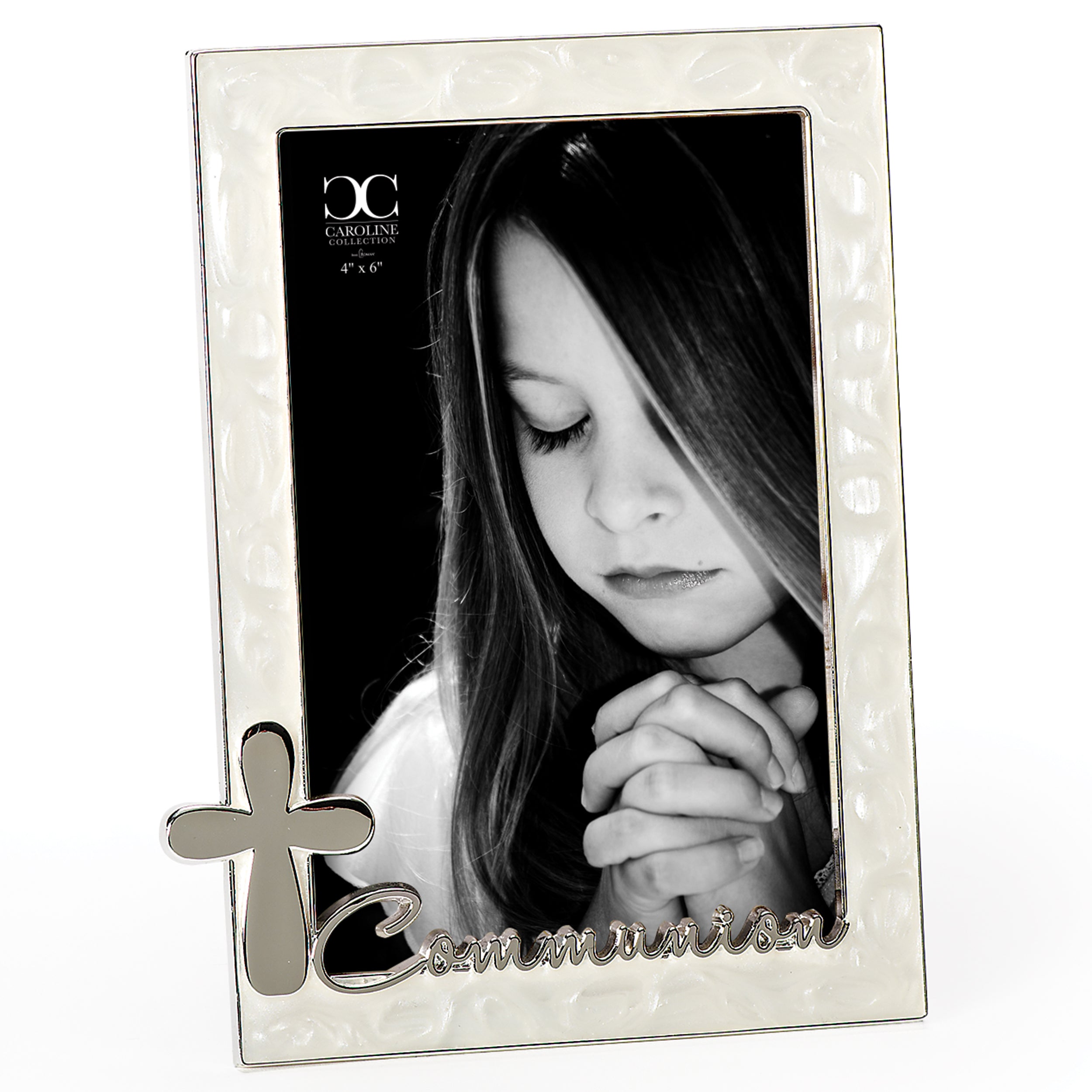 Caroline Collection First Communion Frame with Embossed Cross & Script