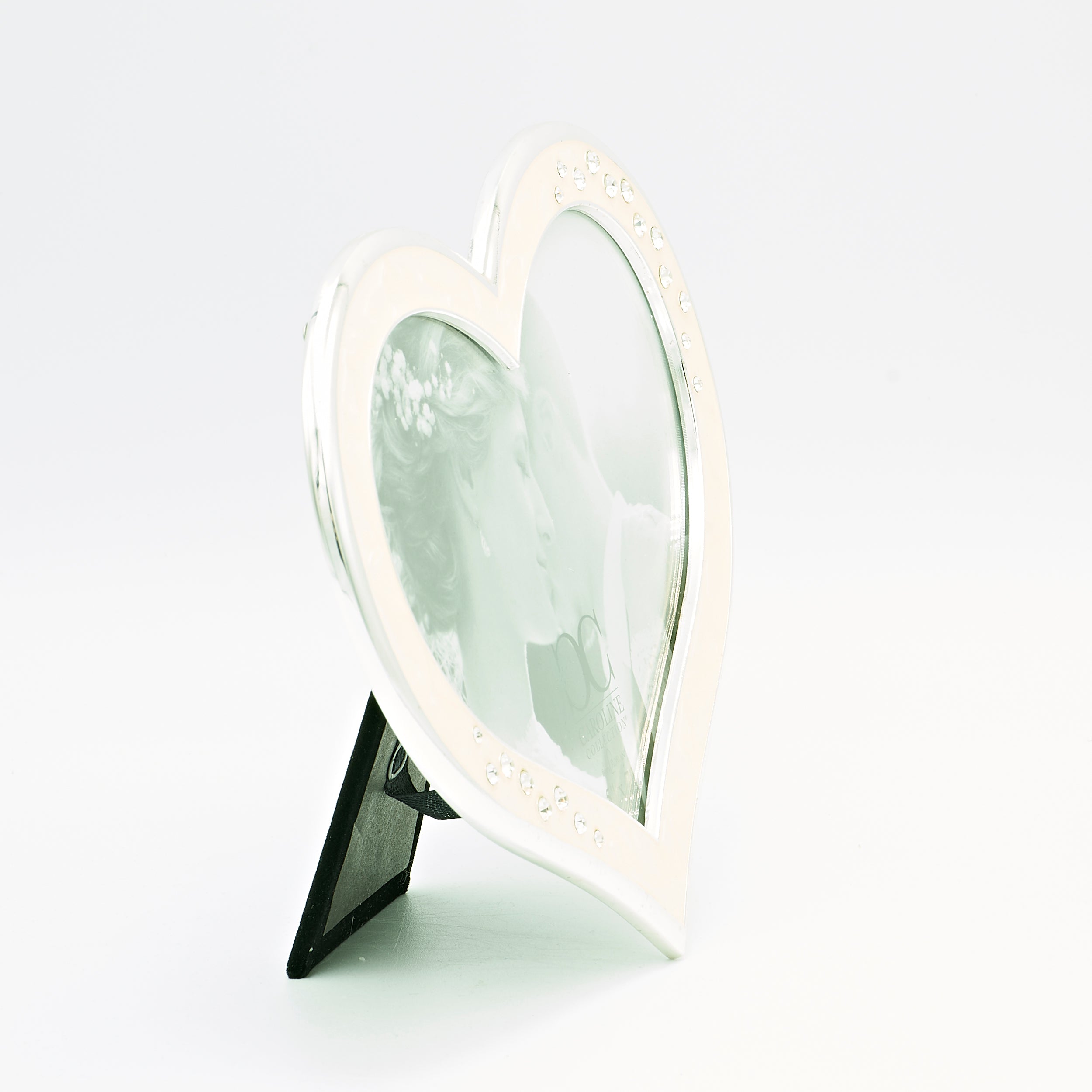 Caroline Collection Heart Frame - Ivory with Rhinestones