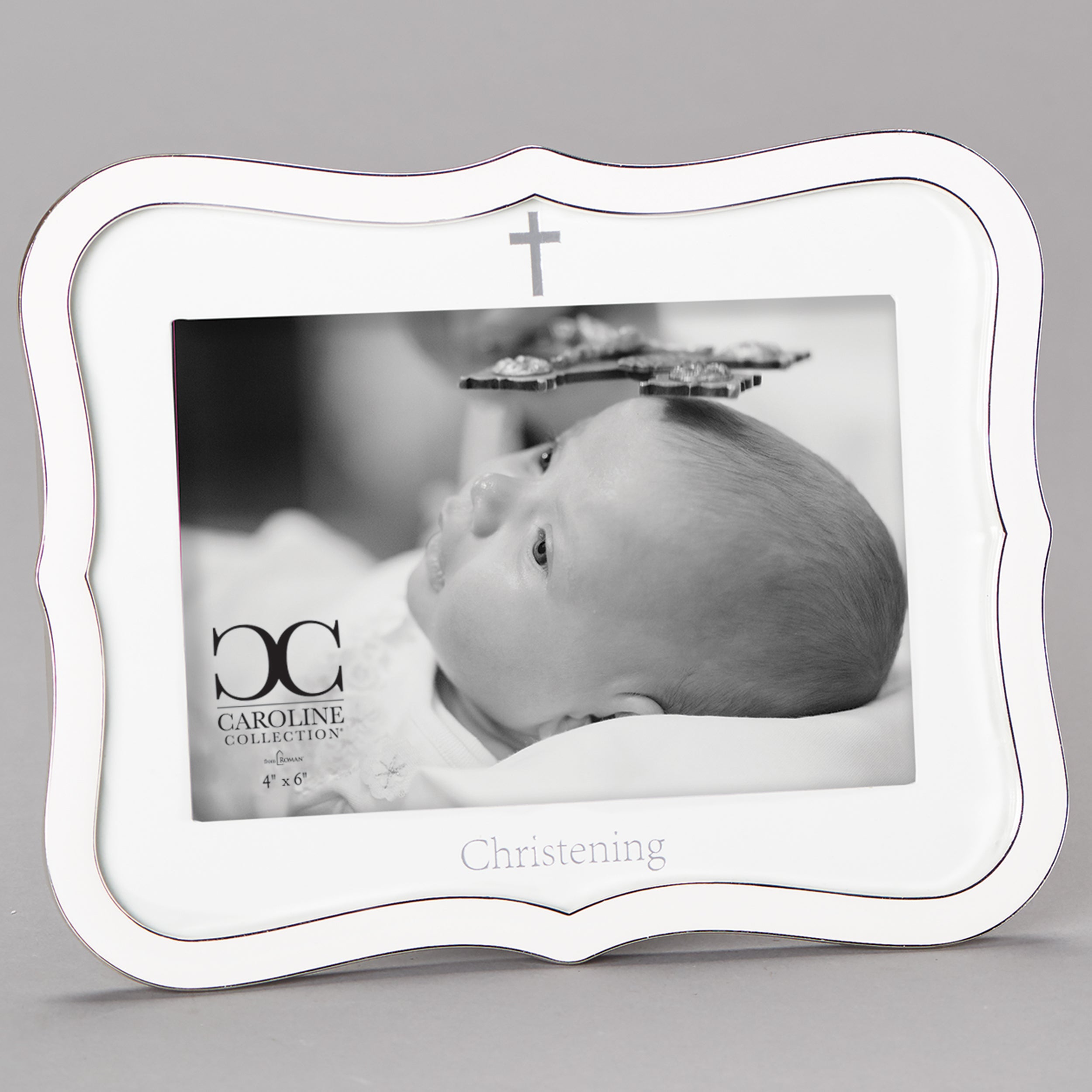 Caroline Collection White Scalloped Christening Frame