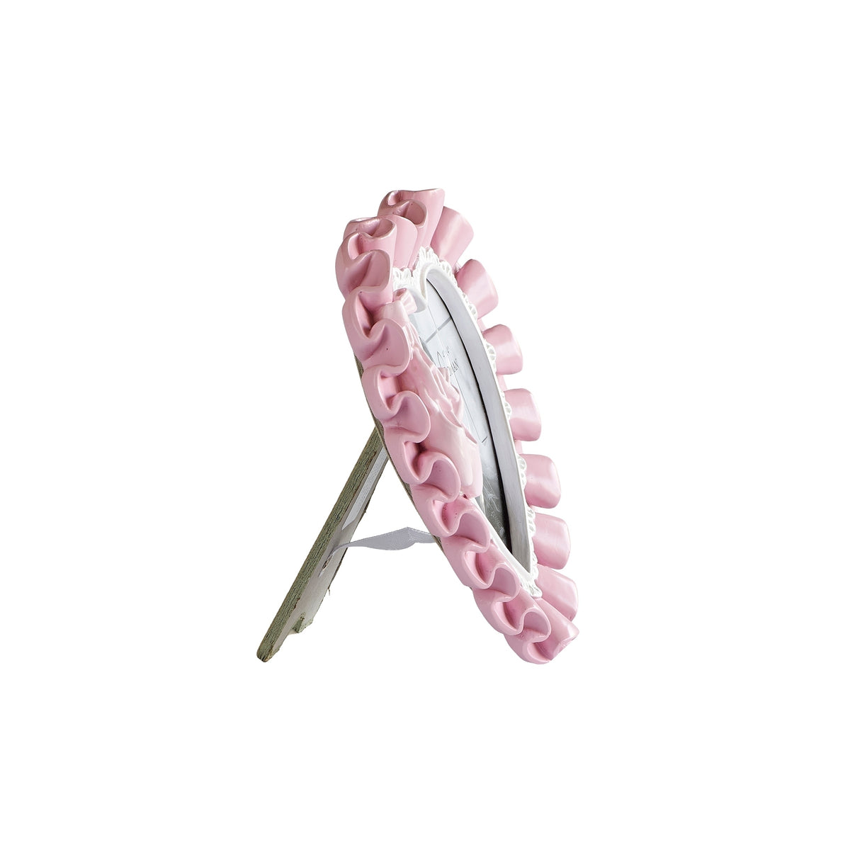 Pink heart-shaped ballet photo frame for girls, side view