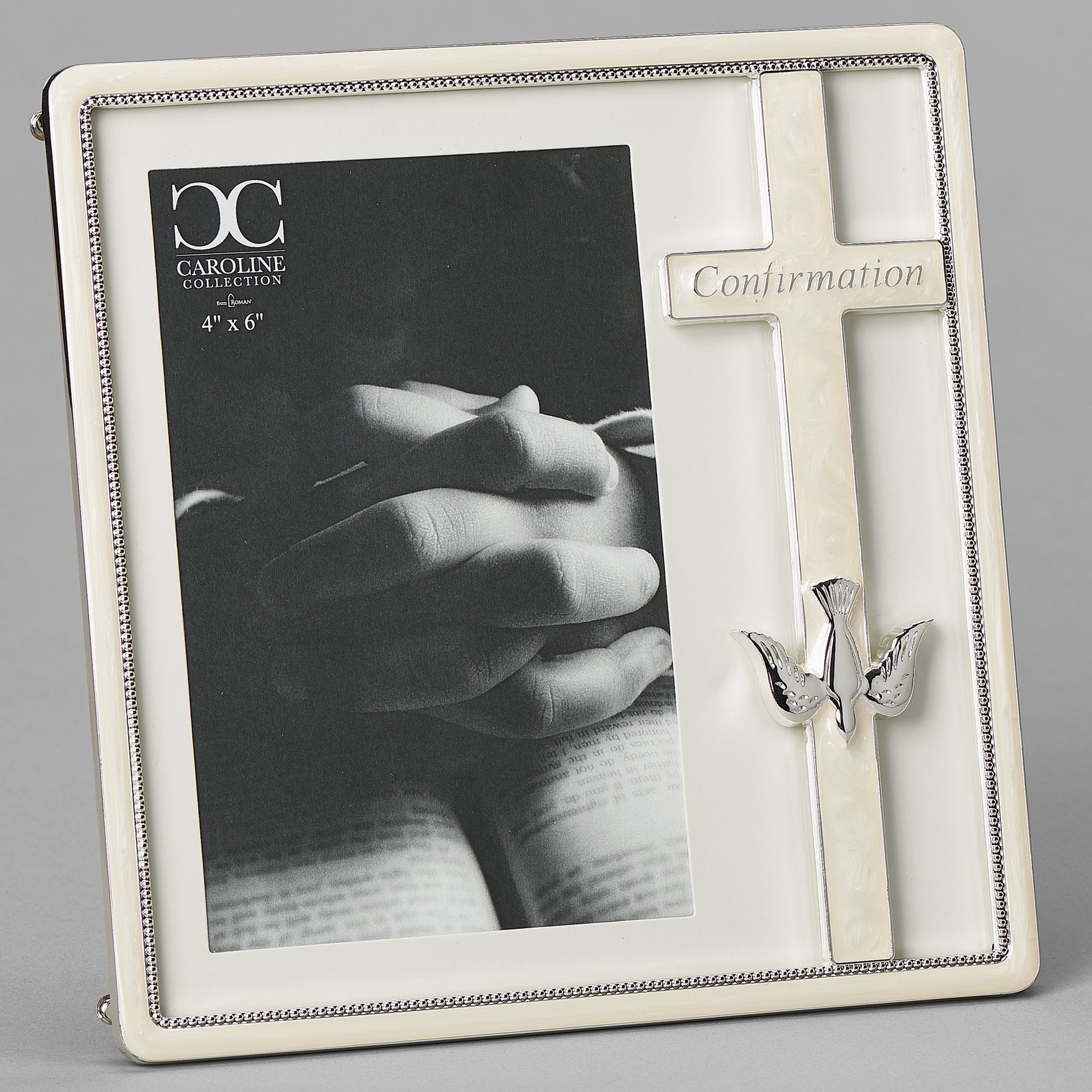 Caroline Collection Confirmation Frame with White Cross & Dove
