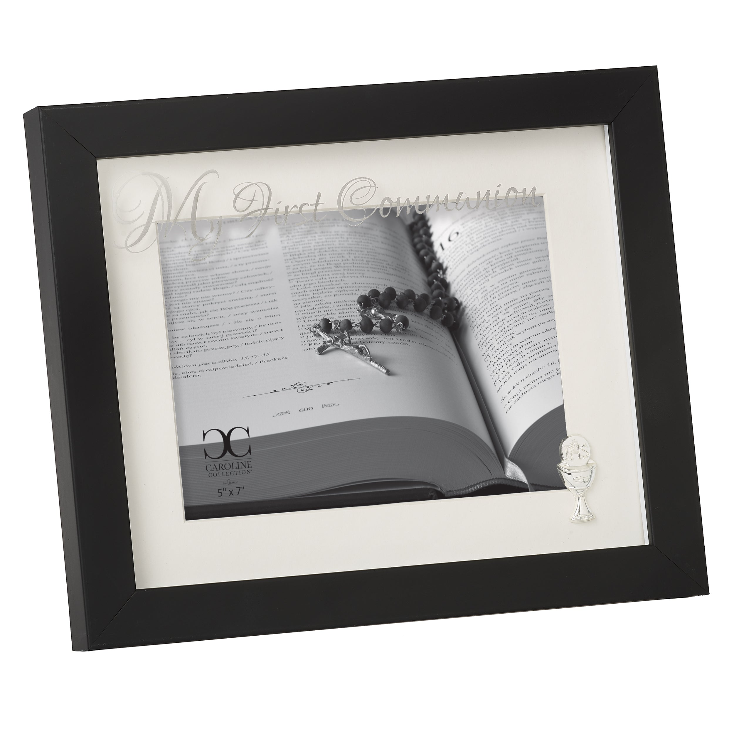 Caroline Collection My First Communion Black Frame with Silver Chalice Emblem