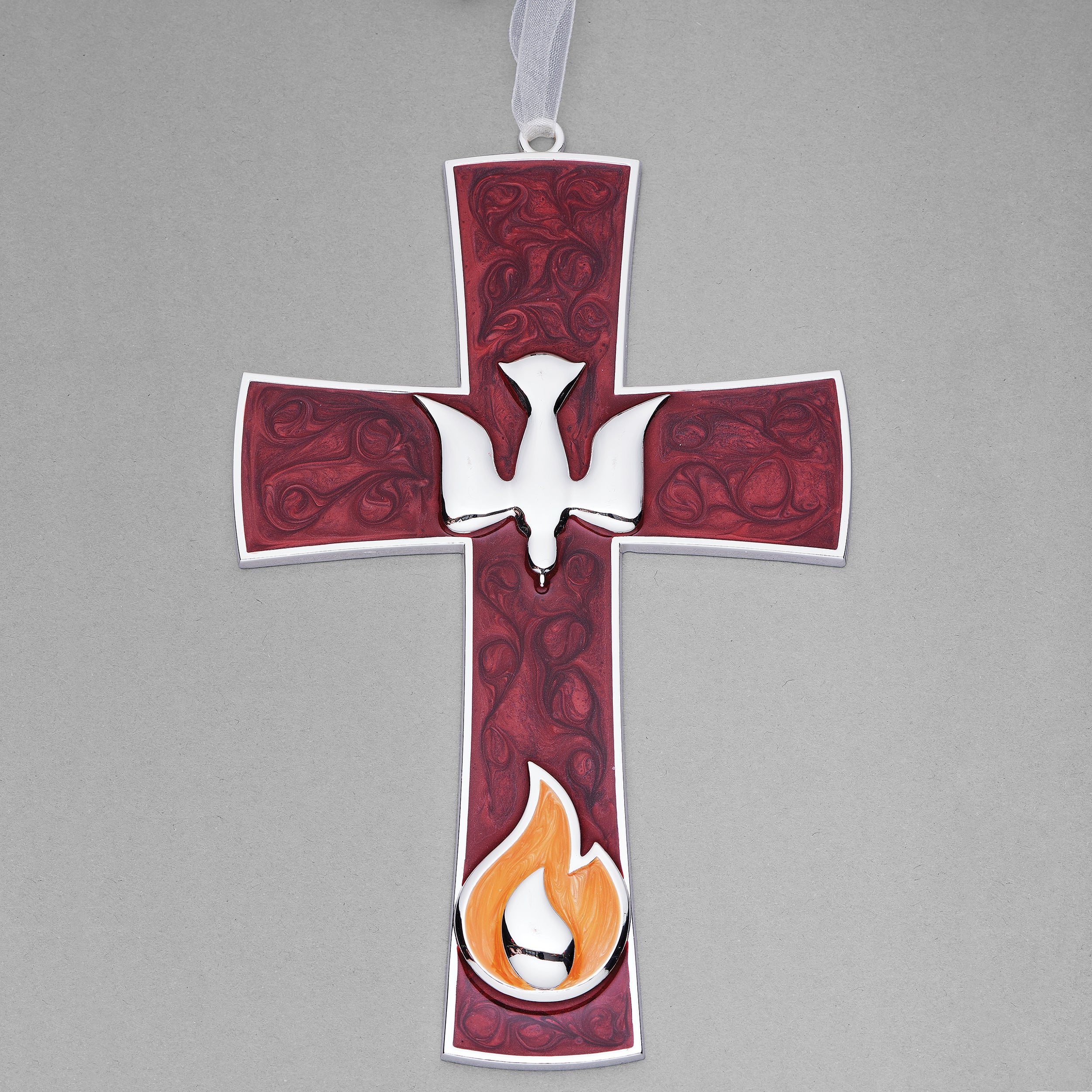 Caroline Collection Confirmation Wall Cross with Red Enamel Dove