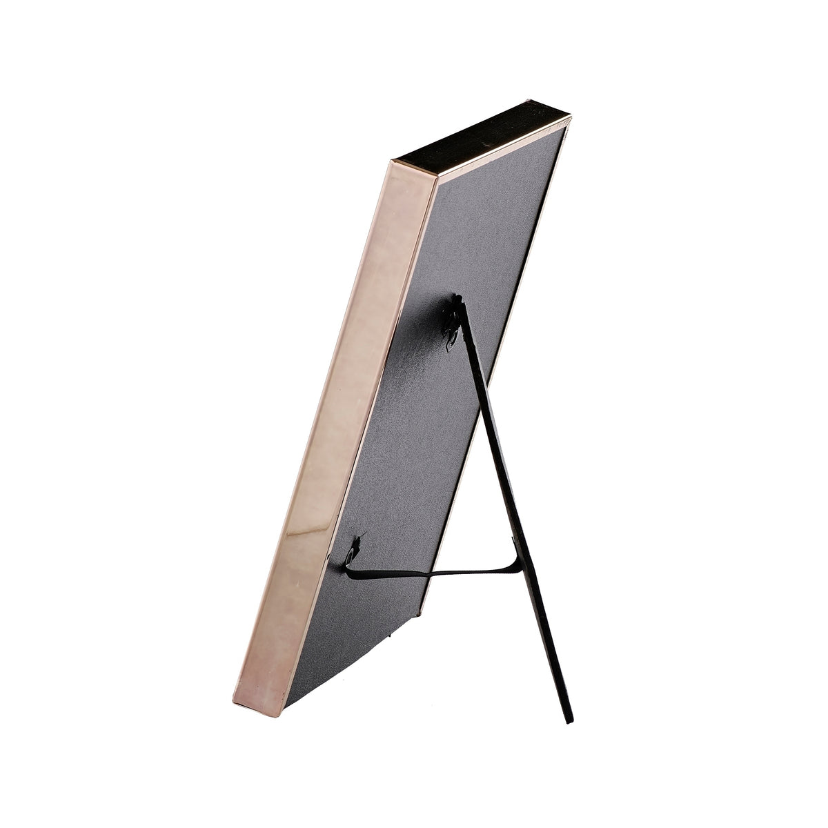 Angled view of When a Cardinal Appears Memorial Picture Frame showing the silver-tone frame and tabletop easel stand