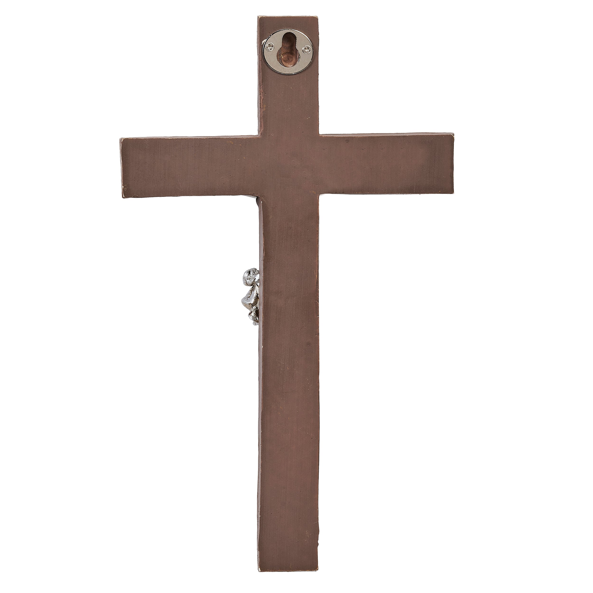 Beveled Wall Crucifix with Silver Corpus