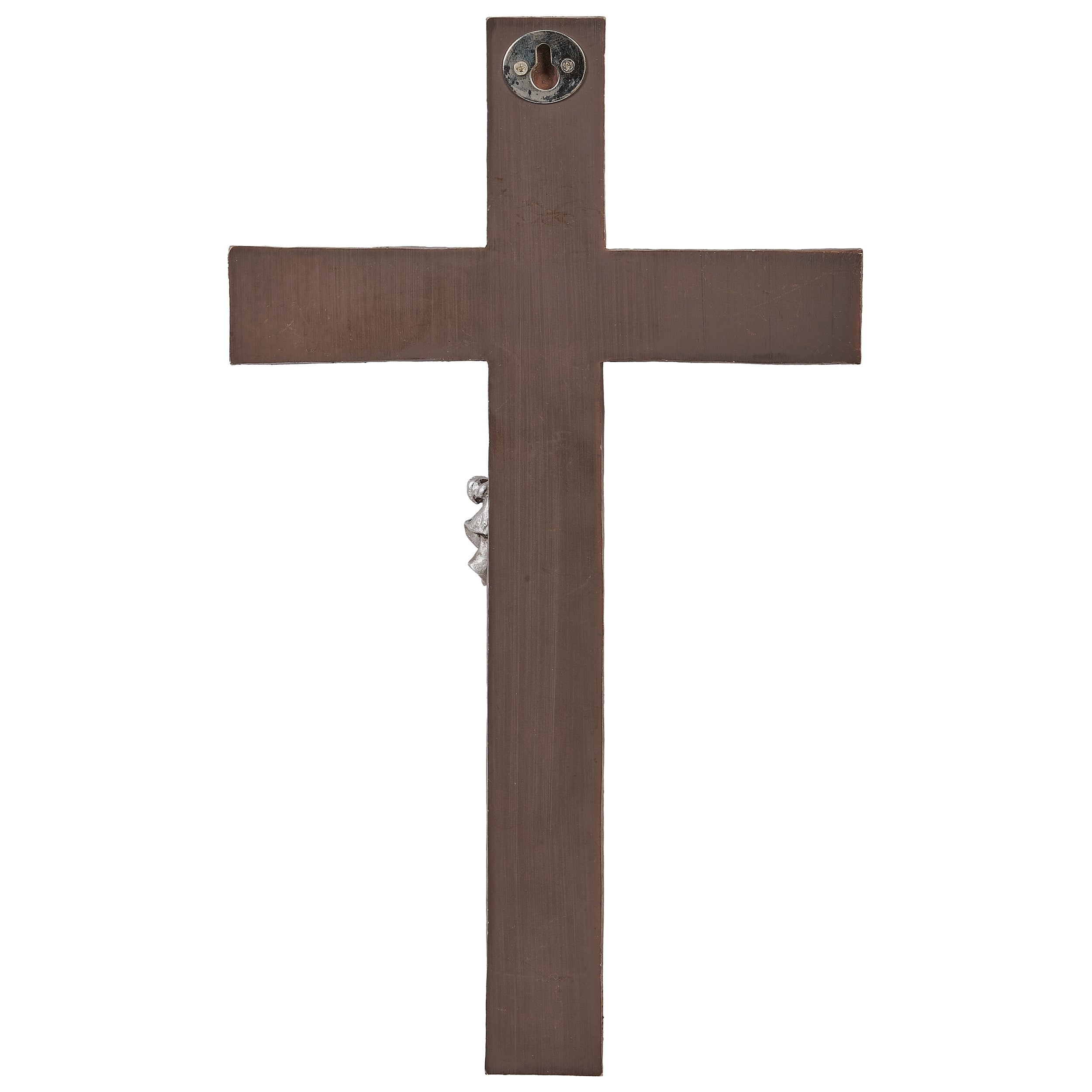 Beveled Wall Crucifix with Silver Corpus