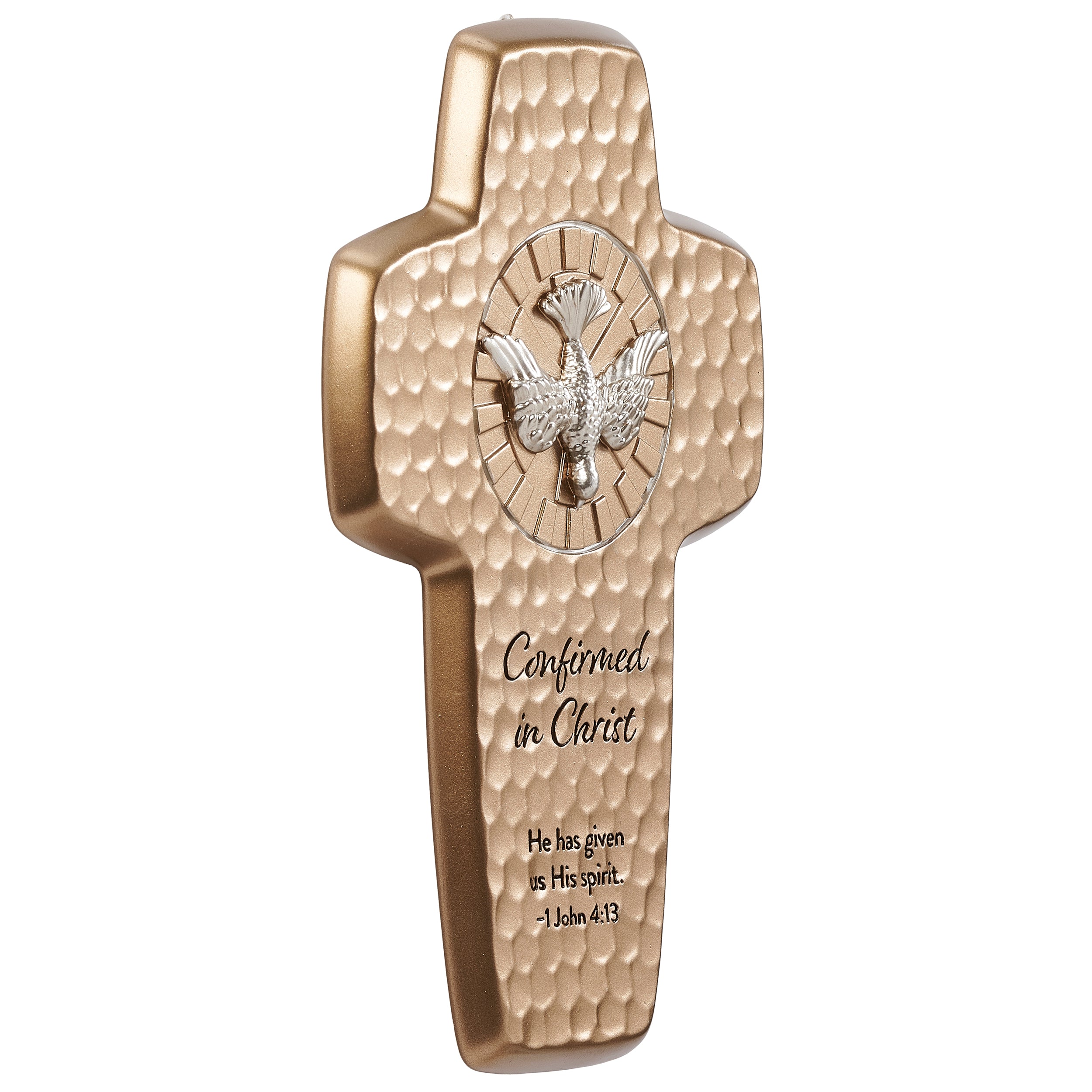 “Confirmed in Christ” Confirmation Wall Cross with Dove & Scripture