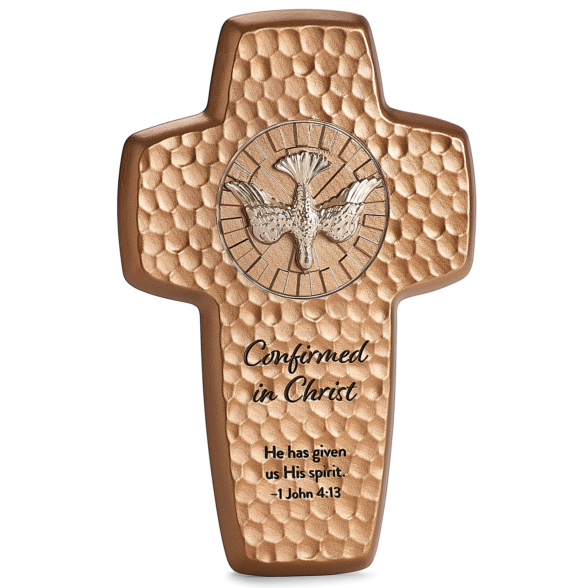 “Confirmed in Christ” Confirmation Wall Cross with Dove & Scripture