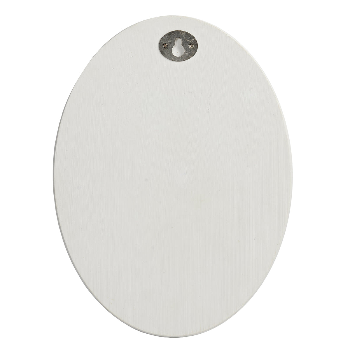 Back view of Madonna & Child Plaque showing the plain oval backing and round wall-hanging detail