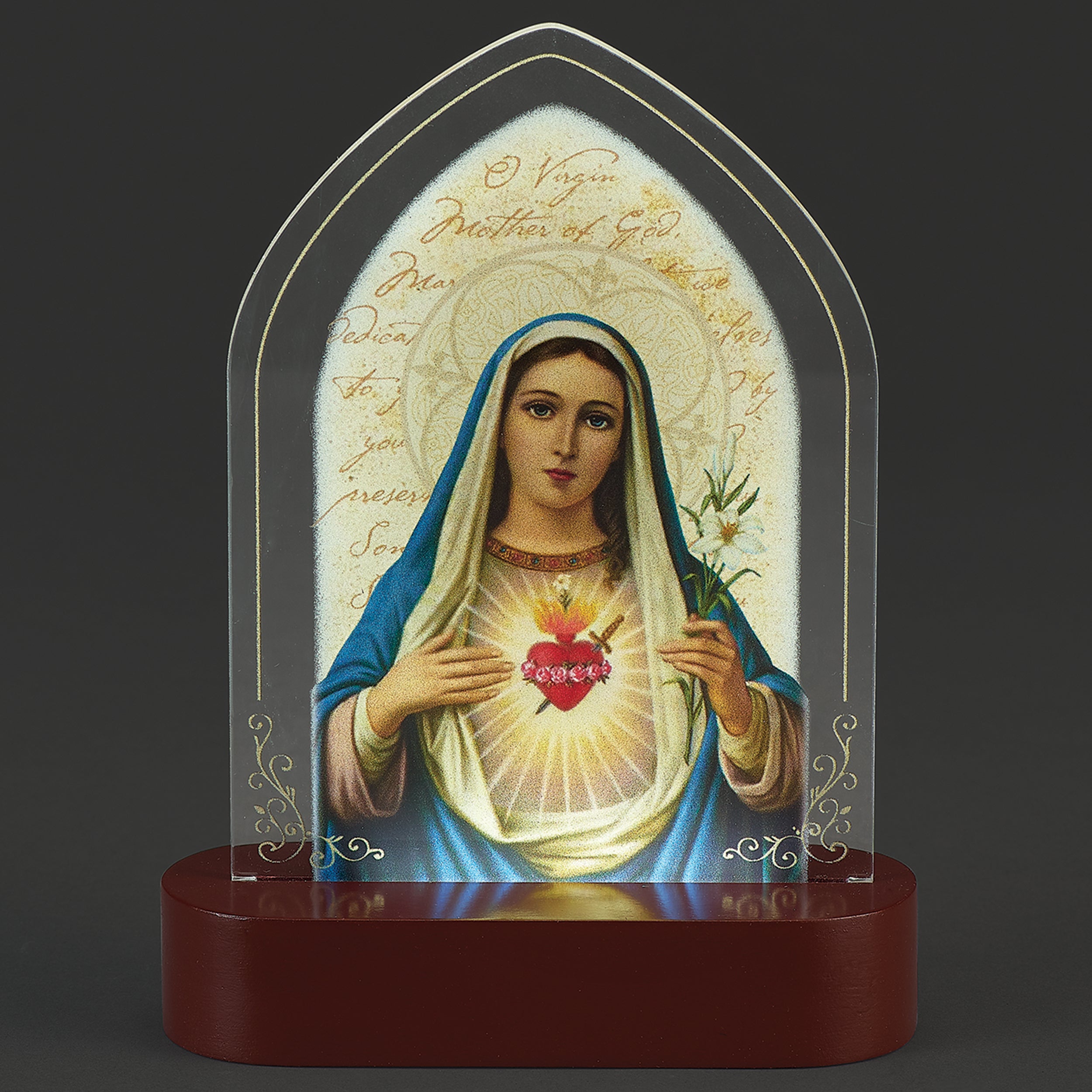 Immaculate Heart of Mary Lighted Tabletop Plaque